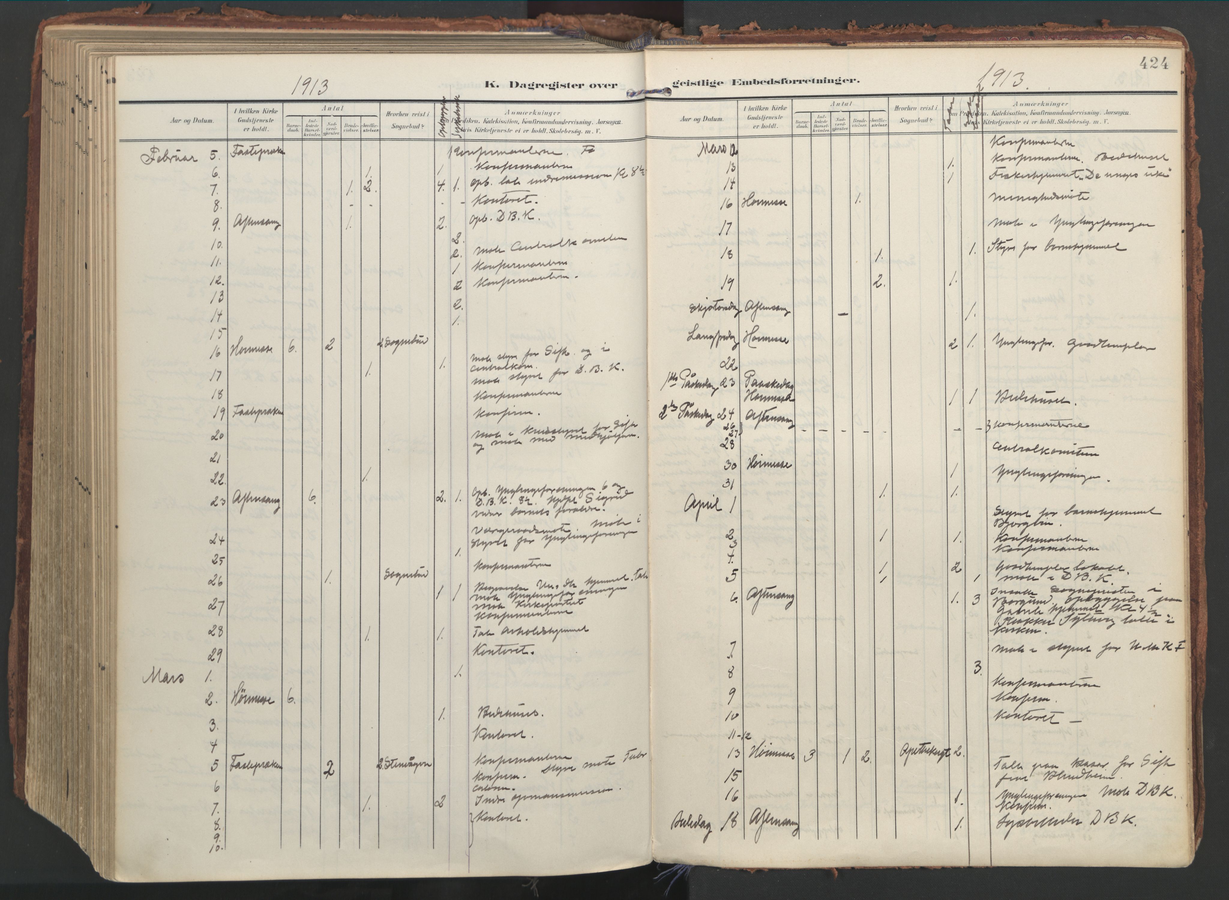 Ministerialprotokoller, klokkerbøker og fødselsregistre - Møre og Romsdal, SAT/A-1454/529/L0459: Parish register (official) no. 529A09, 1904-1917, p. 424