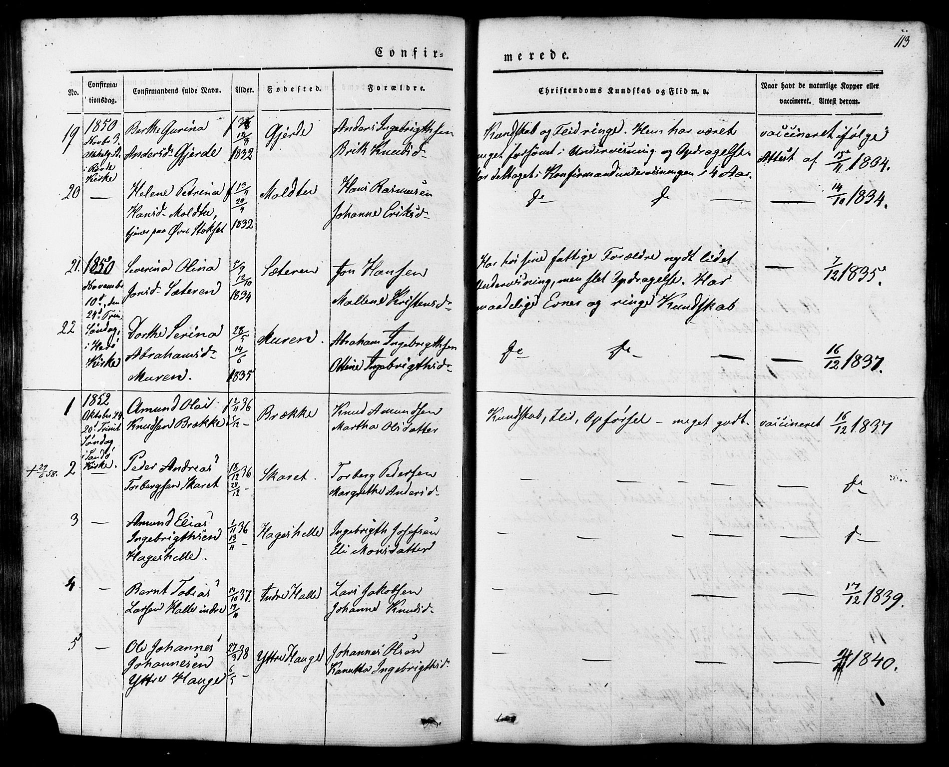 Ministerialprotokoller, klokkerbøker og fødselsregistre - Møre og Romsdal, AV/SAT-A-1454/503/L0034: Parish register (official) no. 503A02, 1841-1884, p. 113