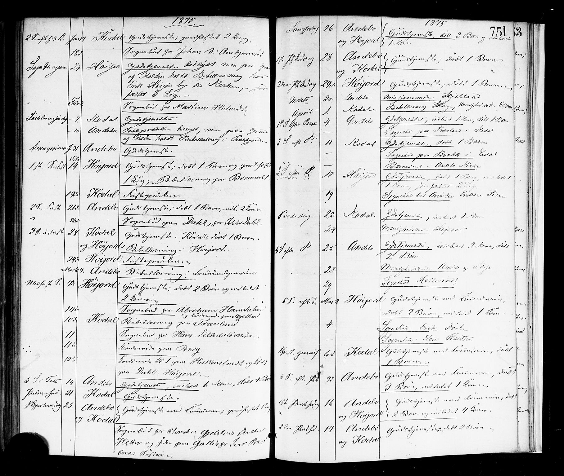 Andebu kirkebøker, AV/SAKO-A-336/F/Fa/L0006: Parish register (official) no. 6, 1871-1878, p. 751