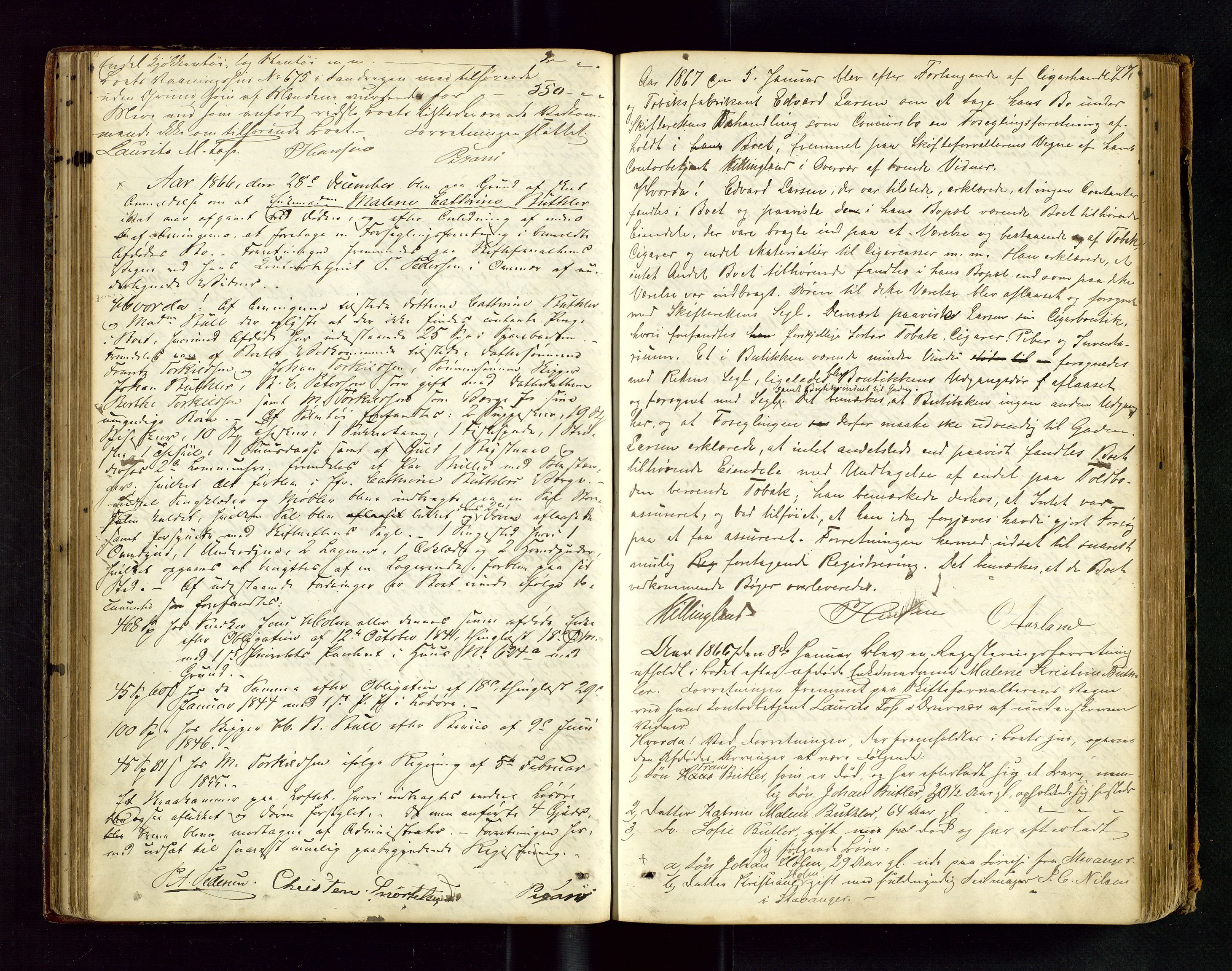 Stavanger byfogd, AV/SAST-A-101408/001/5/50/503BA/L0003: Registreringsprotokoll, 1864-1882, p. 77