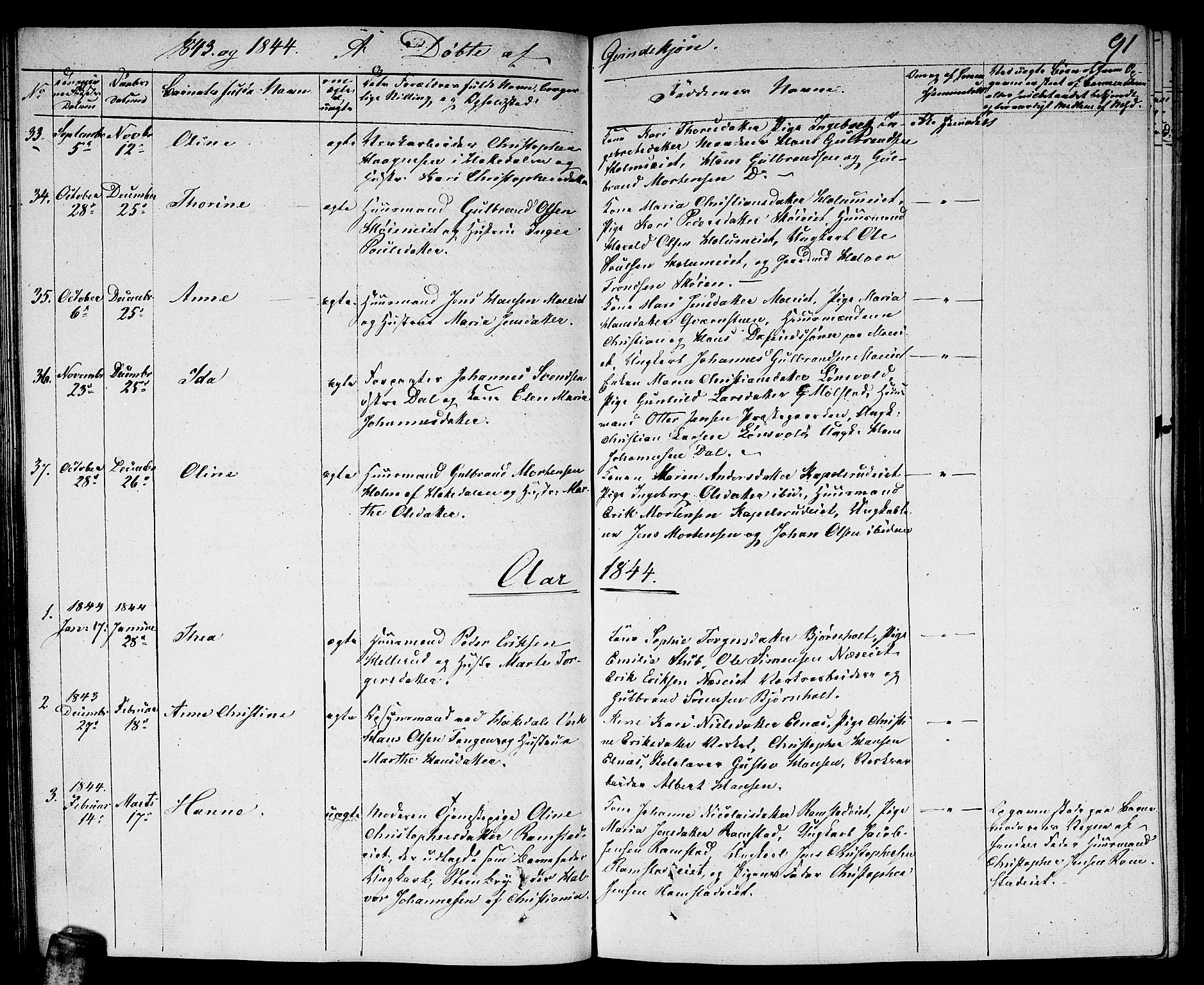 Nittedal prestekontor Kirkebøker, AV/SAO-A-10365a/F/Fa/L0004: Parish register (official) no. I 4, 1836-1849, p. 91