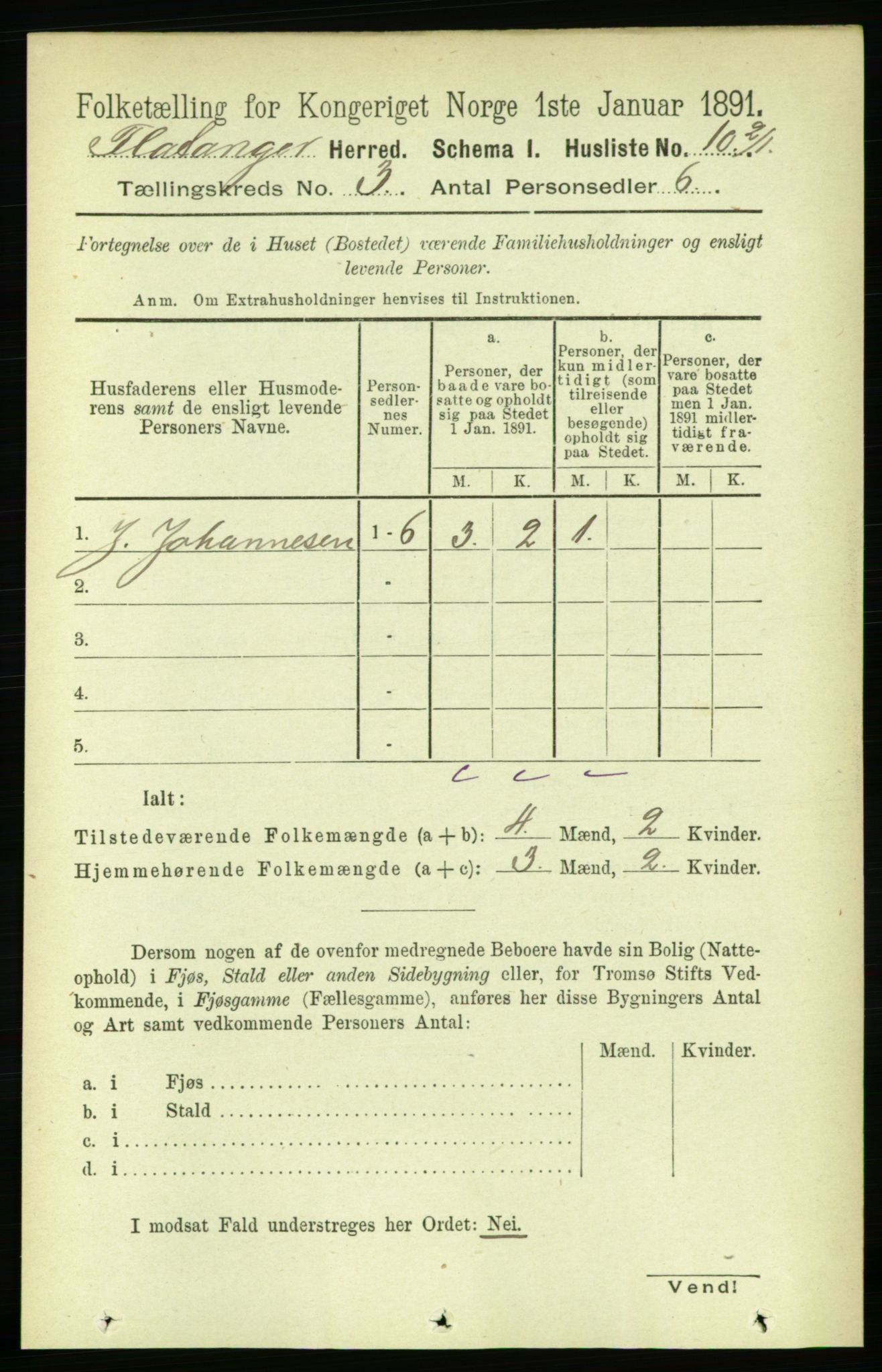 RA, 1891 census for 1749 Flatanger, 1891, p. 1285