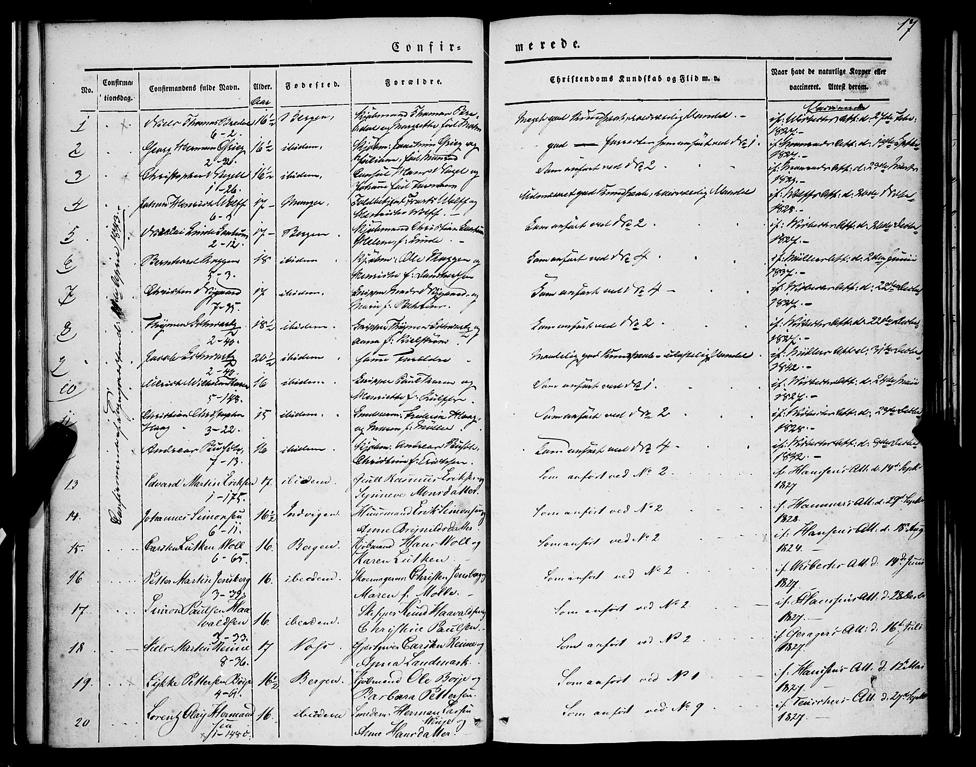 Nykirken Sokneprestembete, SAB/A-77101/H/Haa/L0022: Parish register (official) no. C 1, 1840-1851, p. 17
