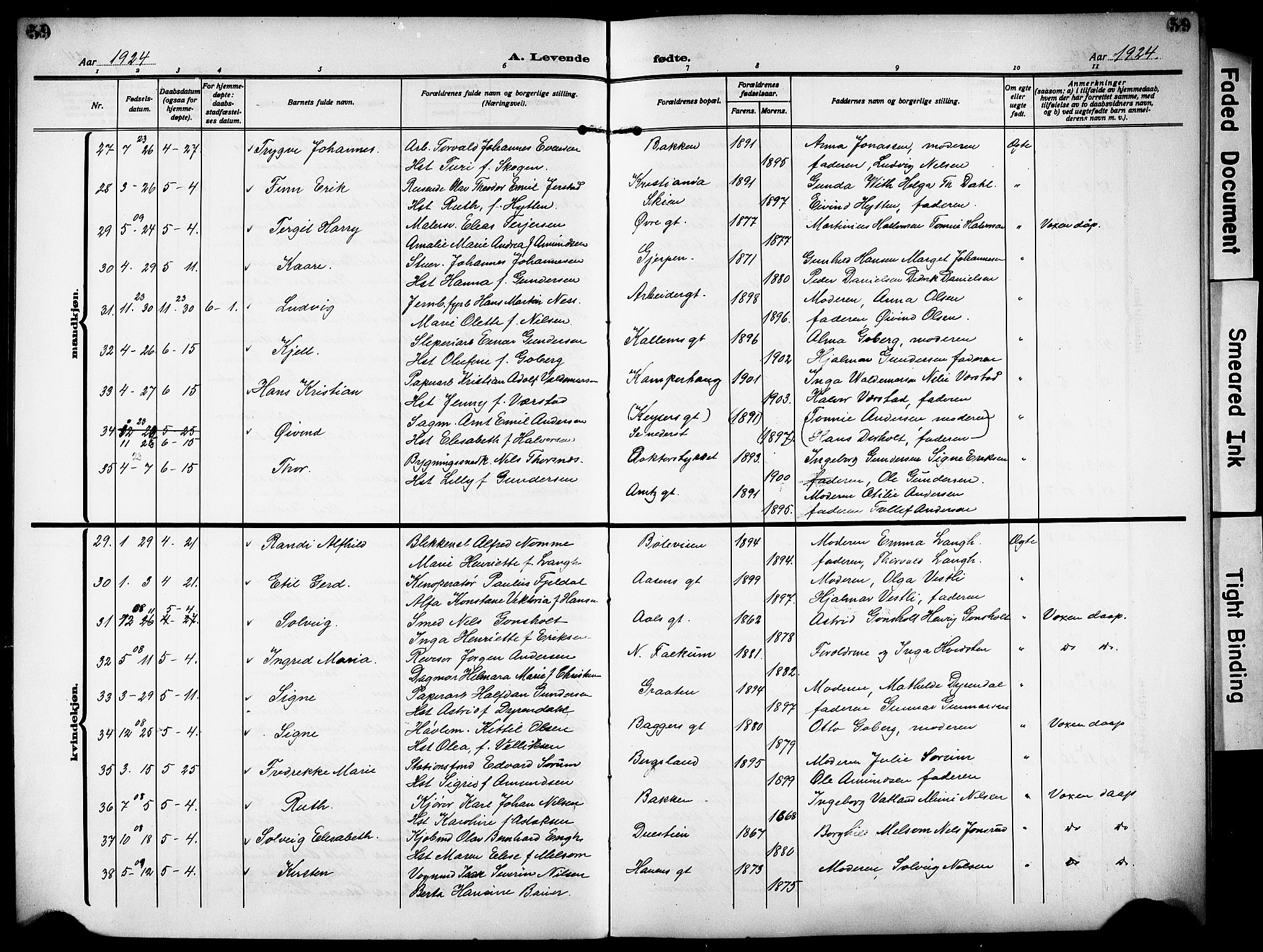 Skien kirkebøker, SAKO/A-302/G/Ga/L0010: Parish register (copy) no. 10, 1920-1931, p. 59
