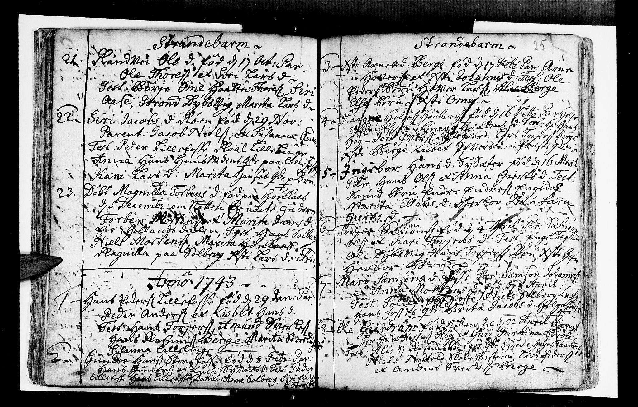 Strandebarm sokneprestembete, SAB/A-78401/H/Haa: Parish register (official) no. A 2 /1, 1727-1750, p. 25