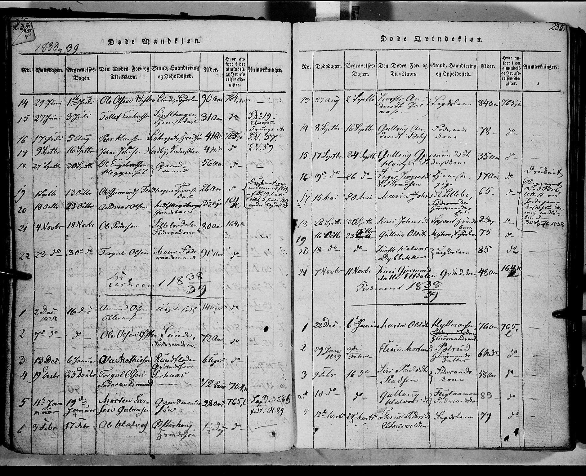 Trysil prestekontor, SAH/PREST-046/H/Ha/Haa/L0003: Parish register (official) no. 3 /1, 1814-1841, p. 234-235