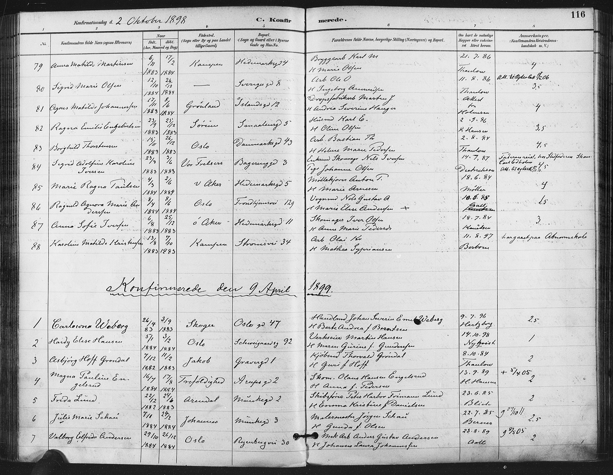 Gamlebyen prestekontor Kirkebøker, AV/SAO-A-10884/F/Fa/L0008: Parish register (official) no. 8, 1891-1908, p. 116