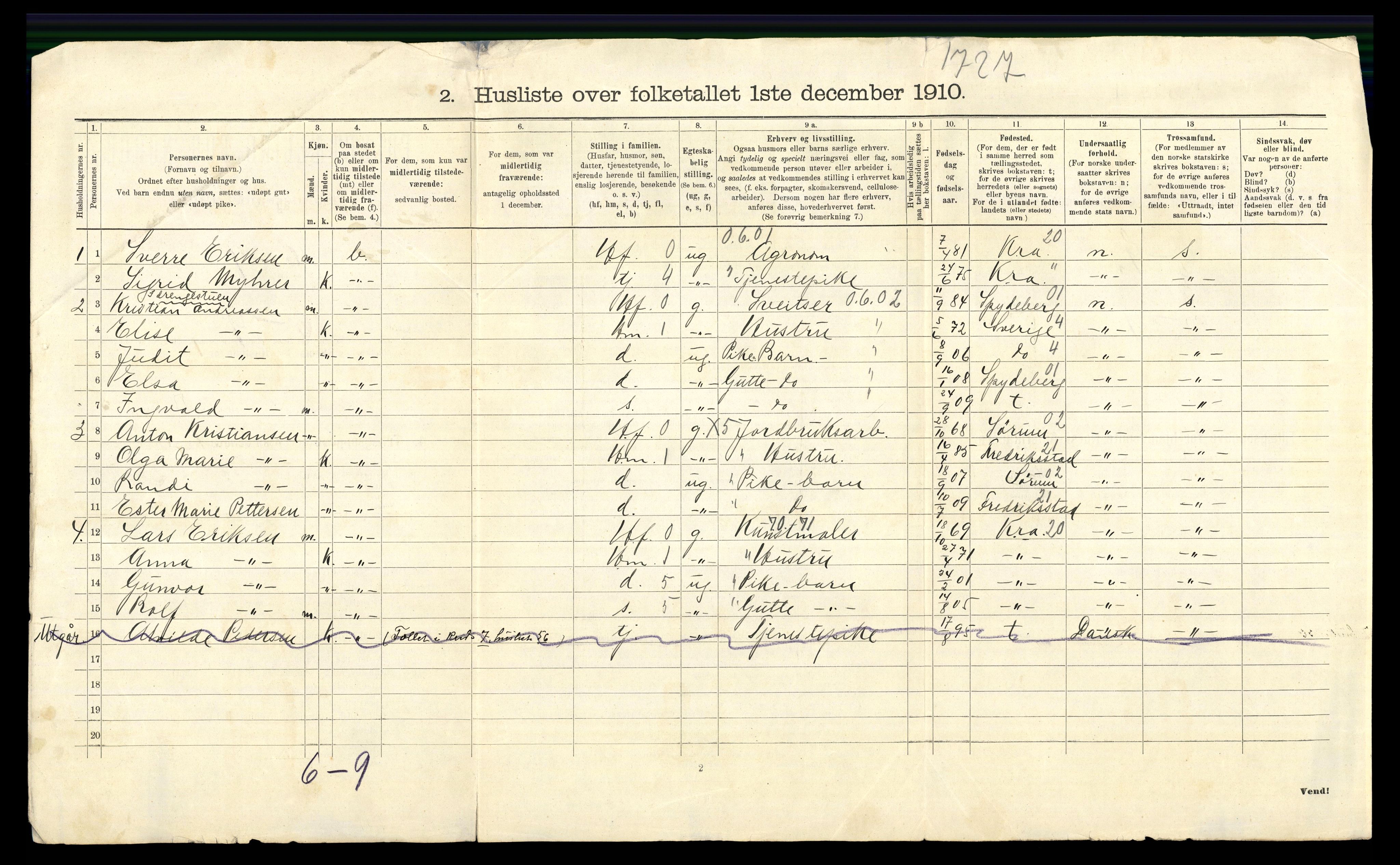 RA, 1910 census for Kråkstad, 1910, p. 526