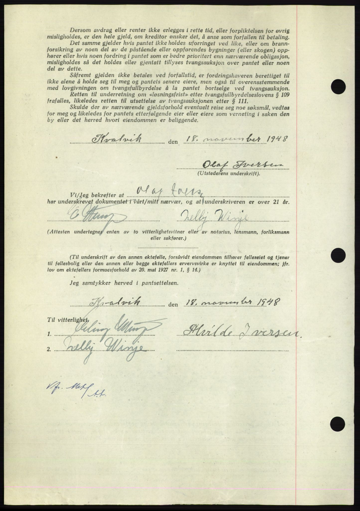 Nordmøre sorenskriveri, AV/SAT-A-4132/1/2/2Ca: Mortgage book no. B100, 1948-1949, Diary no: : 3262/1948