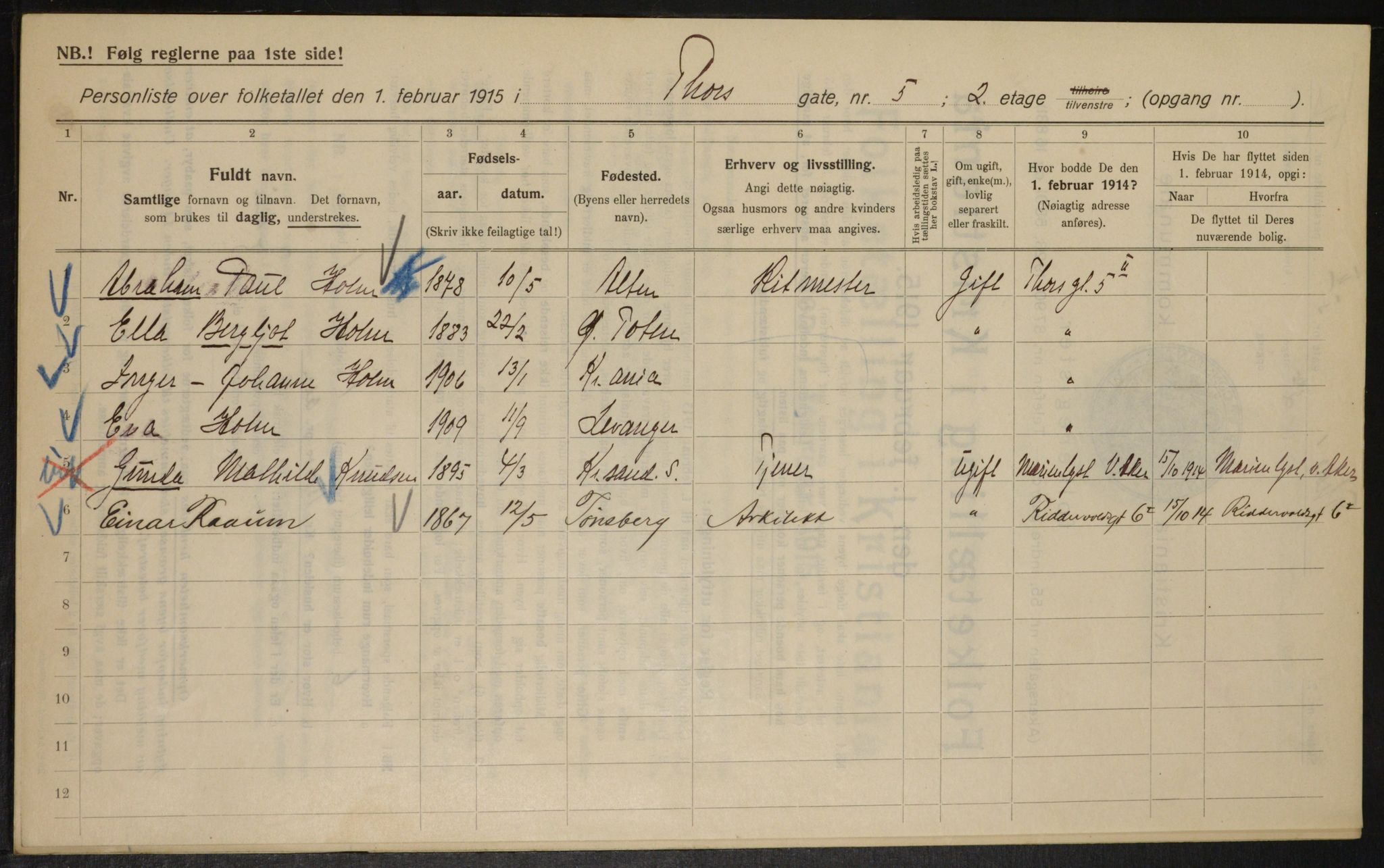 OBA, Municipal Census 1915 for Kristiania, 1915, p. 114726