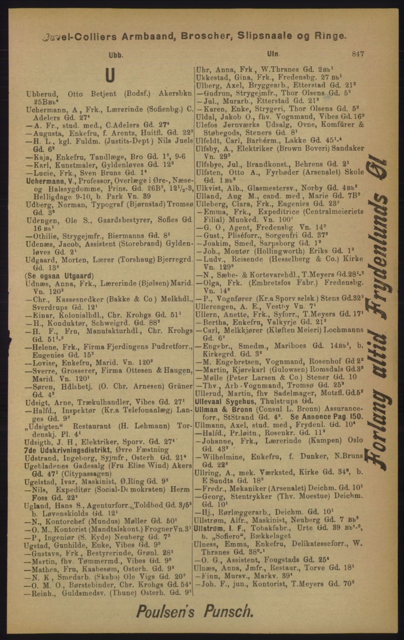 Kristiania/Oslo adressebok, PUBL/-, 1905, p. 847
