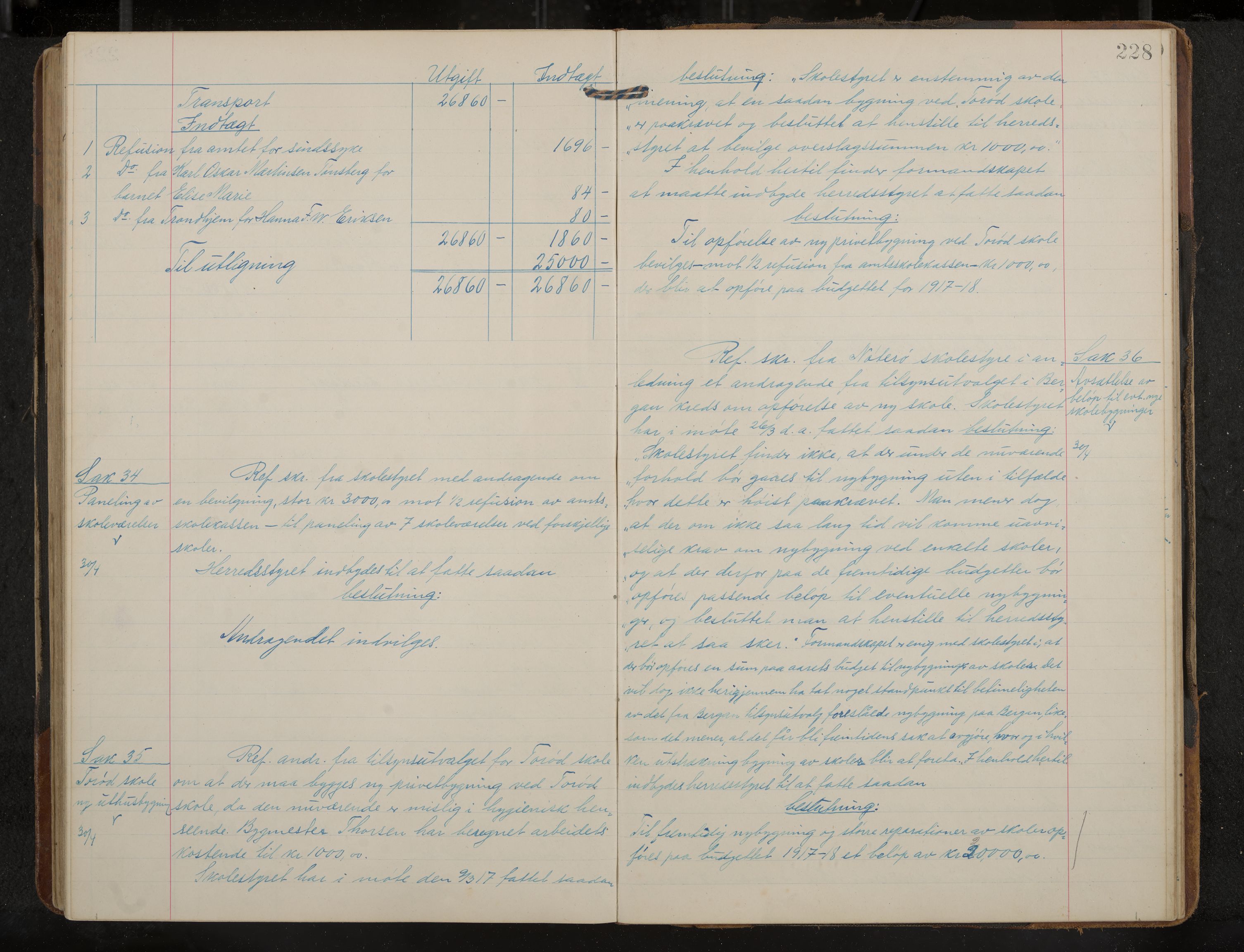 Nøtterøy formannskap og sentraladministrasjon, IKAK/0722021-1/A/Aa/L0007: Møtebok med register, 1913-1917, p. 228