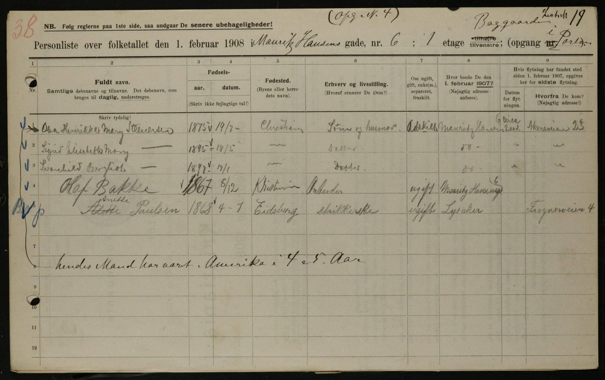 OBA, Municipal Census 1908 for Kristiania, 1908, p. 58283