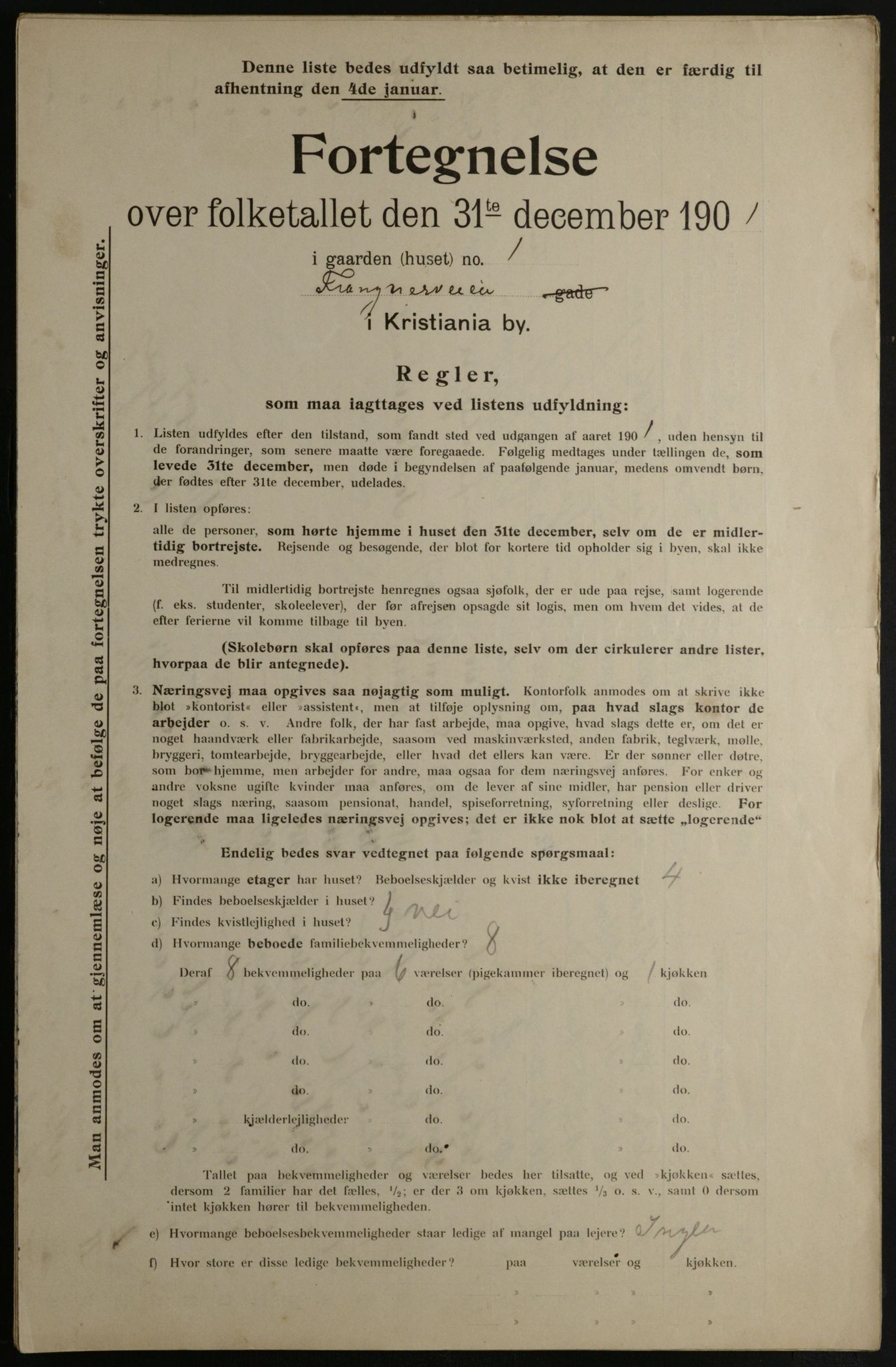 OBA, Municipal Census 1901 for Kristiania, 1901, p. 4353