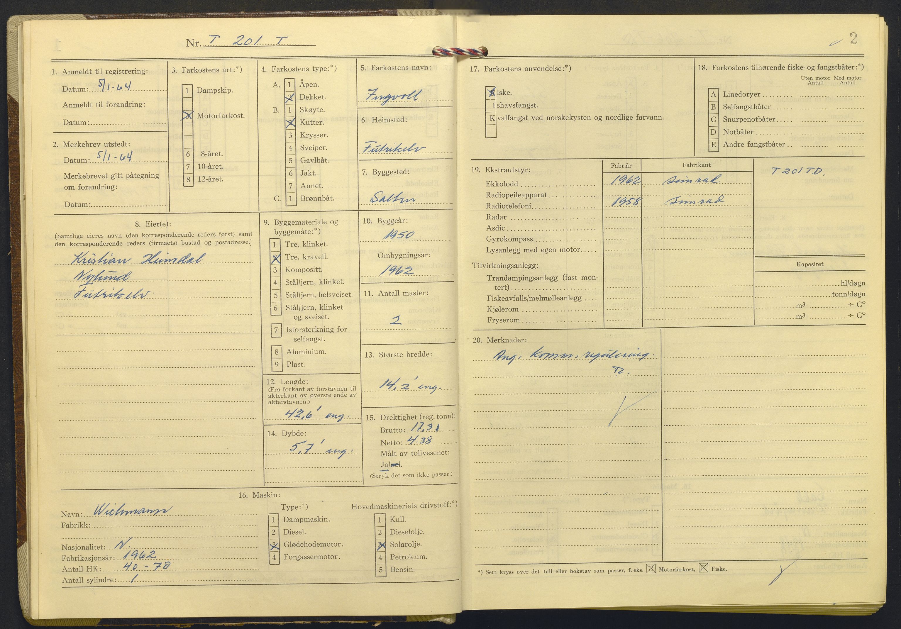 Fiskeridirektoratet - 1 Adm. ledelse - 13 Båtkontoret, AV/SAB-A-2003/I/Ia/Iab/L0072: 135.0230/2  Merkeprotokoll - Tromsø, 1963-1966
