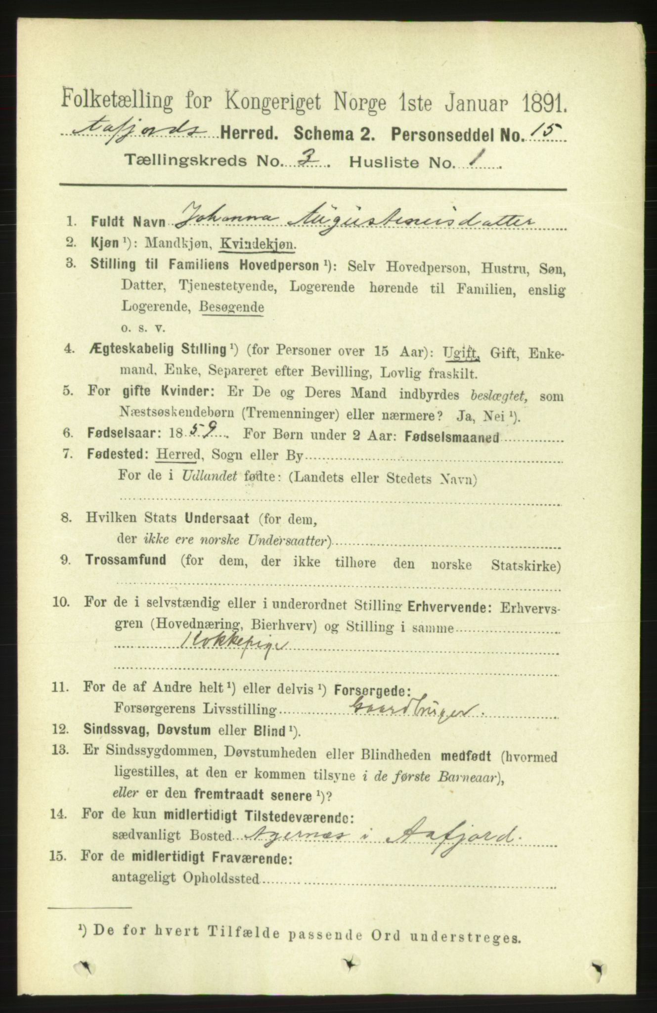 RA, 1891 census for 1630 Åfjord, 1891, p. 586