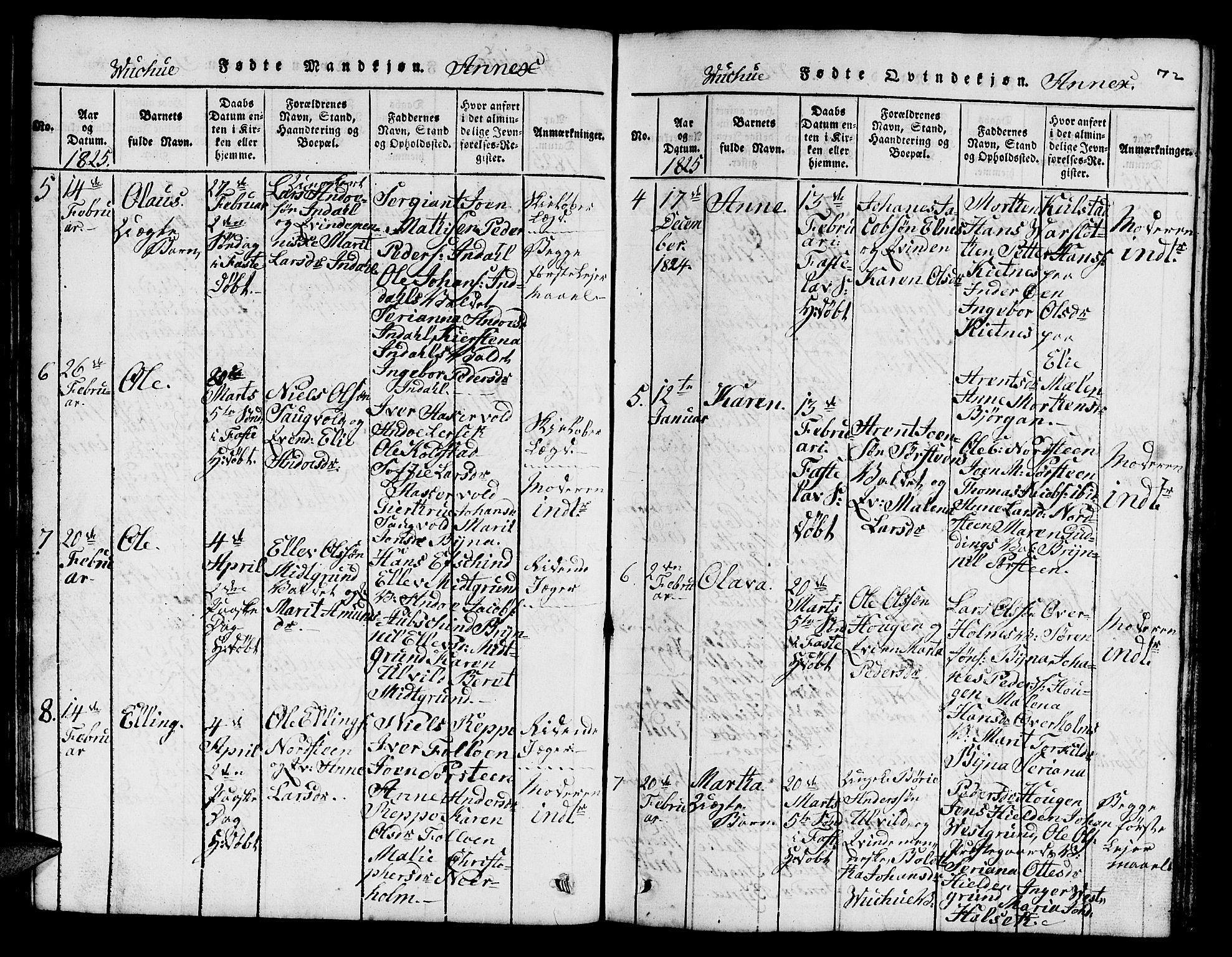 Ministerialprotokoller, klokkerbøker og fødselsregistre - Nord-Trøndelag, SAT/A-1458/724/L0265: Parish register (copy) no. 724C01, 1816-1845, p. 72
