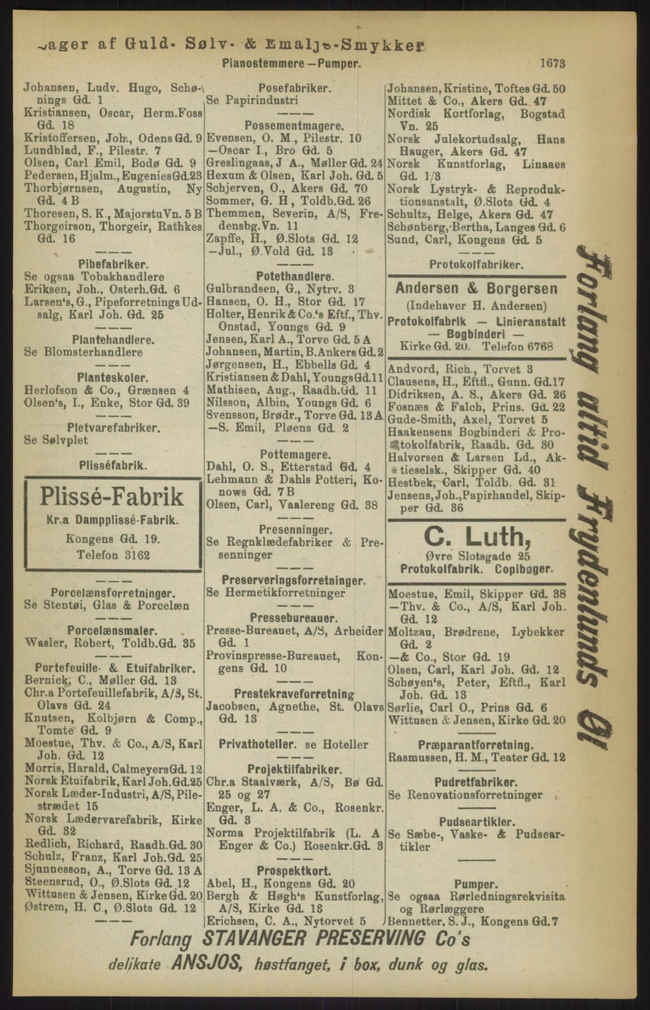 Kristiania/Oslo adressebok, PUBL/-, 1911, p. 1673