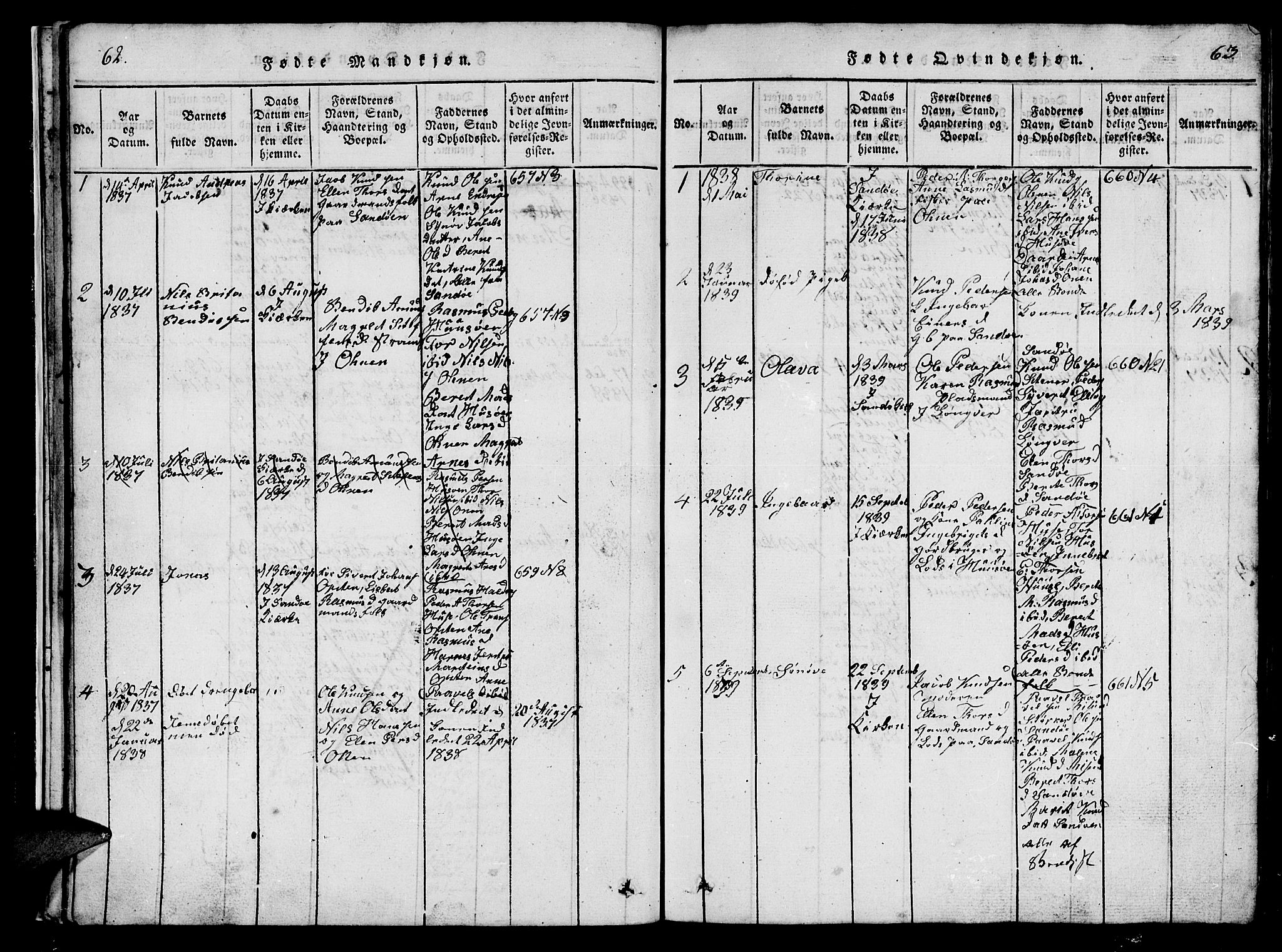 Ministerialprotokoller, klokkerbøker og fødselsregistre - Møre og Romsdal, AV/SAT-A-1454/561/L0731: Parish register (copy) no. 561C01, 1817-1867, p. 62-63