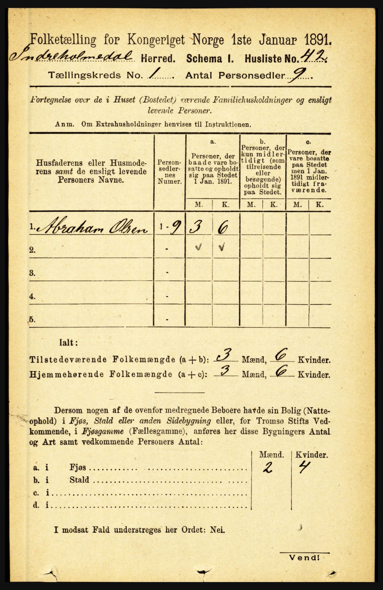 RA, 1891 census for 1430 Indre Holmedal, 1891, p. 74