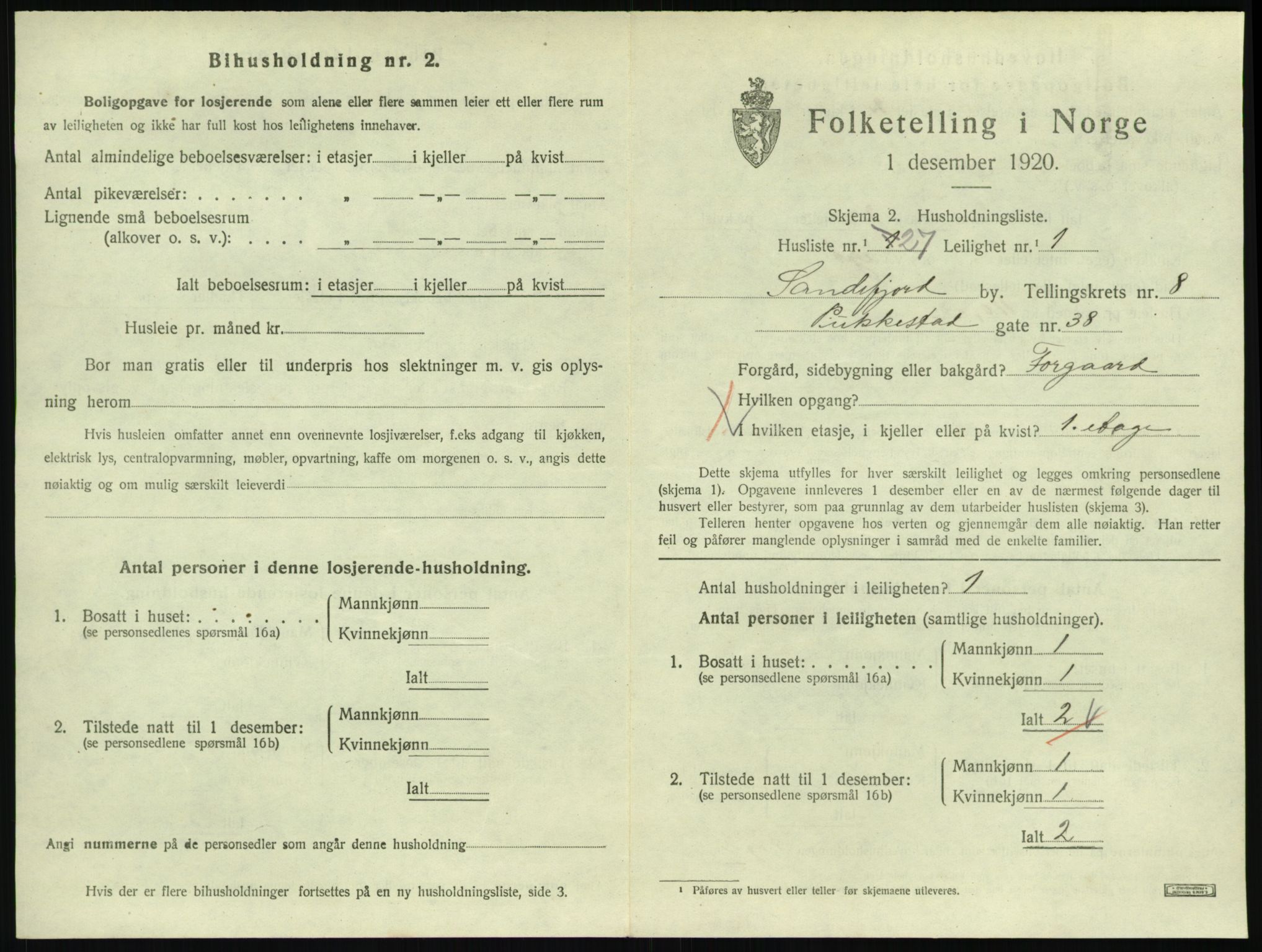 SAKO, 1920 census for Sandefjord, 1920, p. 3322