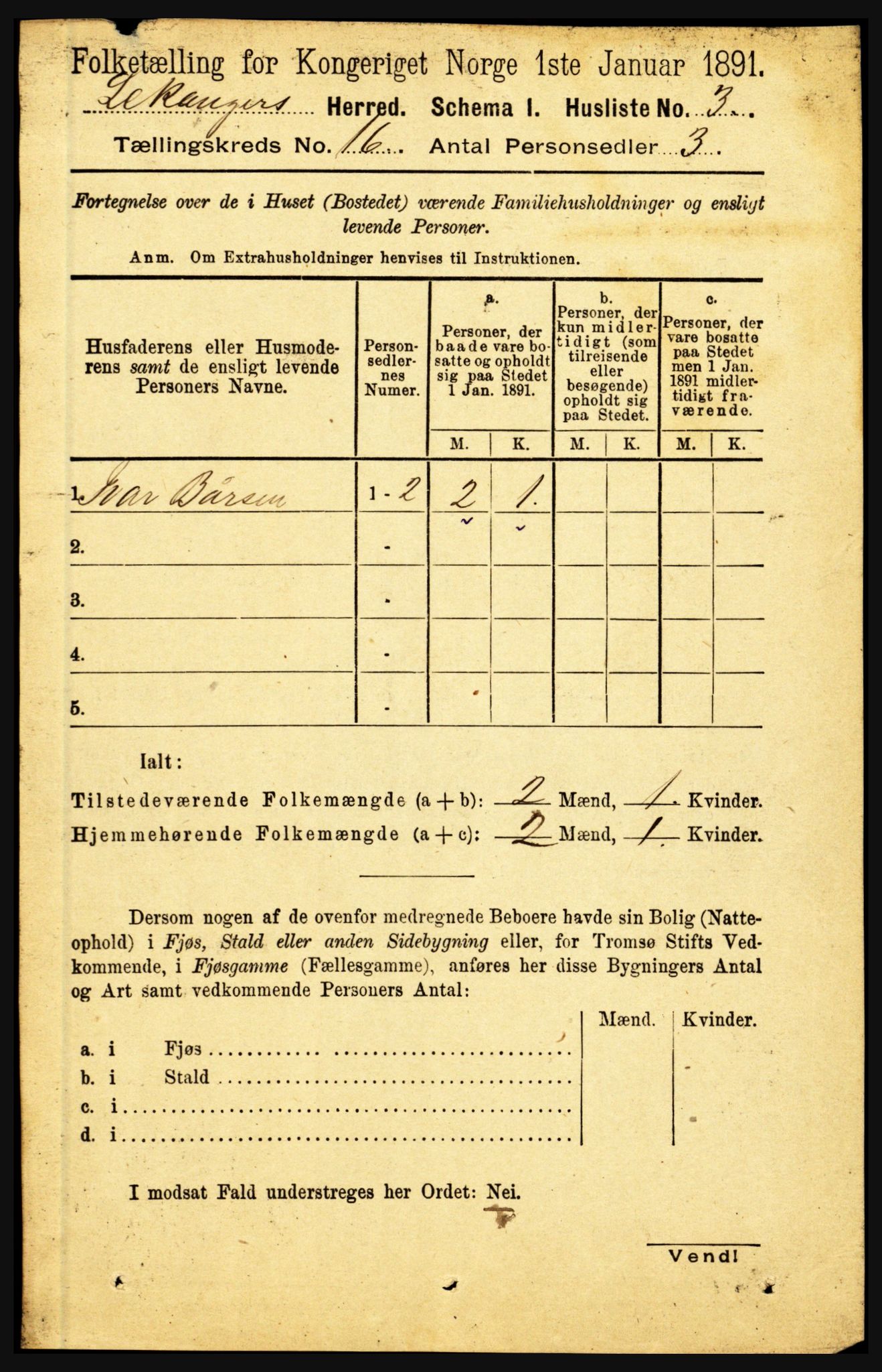 RA, 1891 census for 1419 Leikanger, 1891, p. 2962