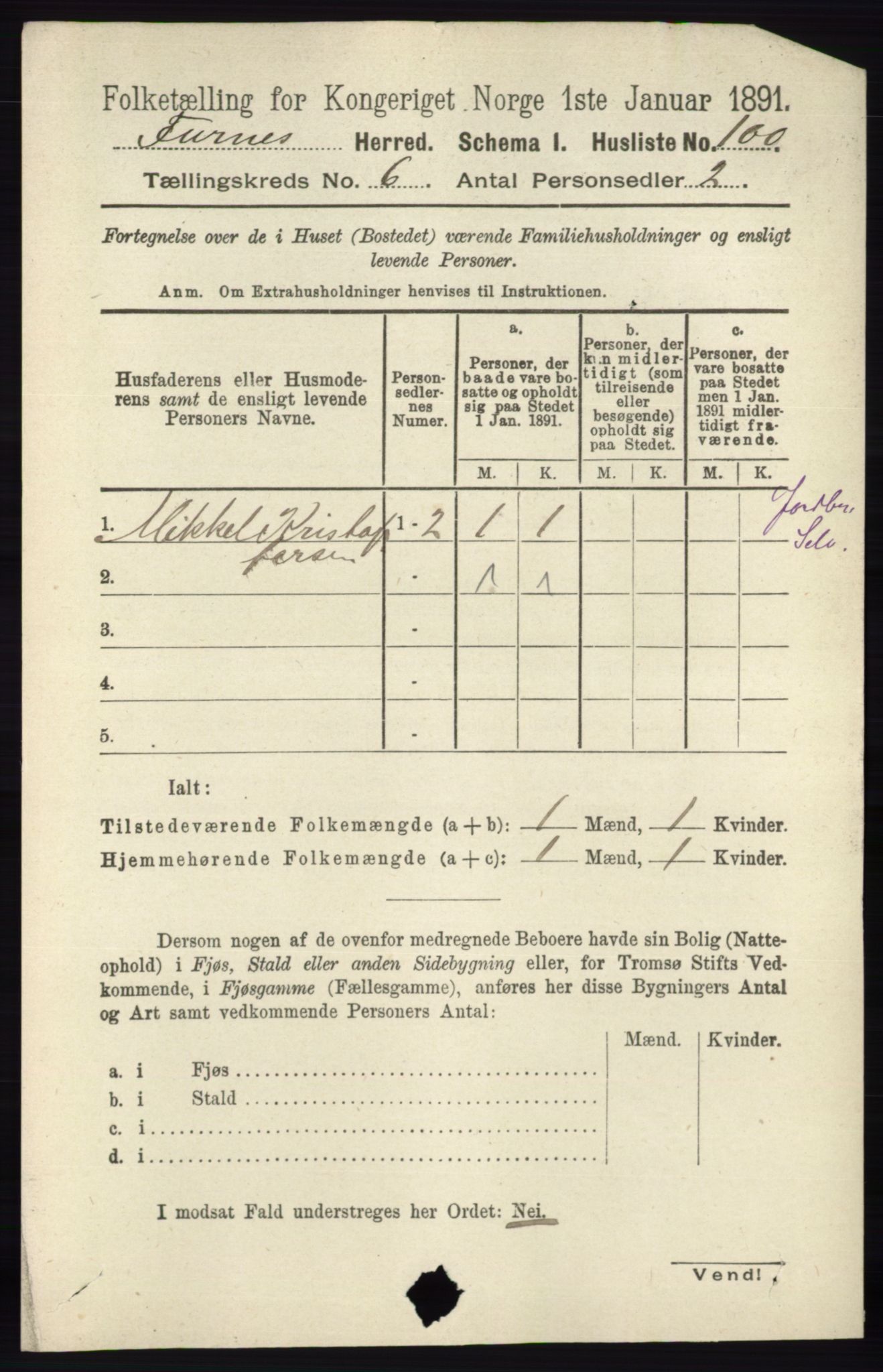 RA, Census 1891 for 0413 Furnes herred, 1891, p. 4156