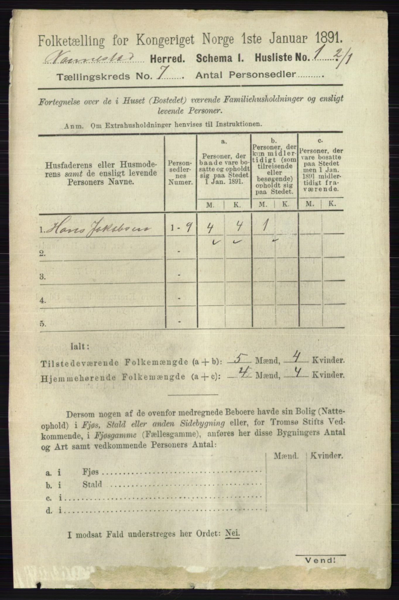 RA, 1891 census for 0238 Nannestad, 1891, p. 3641