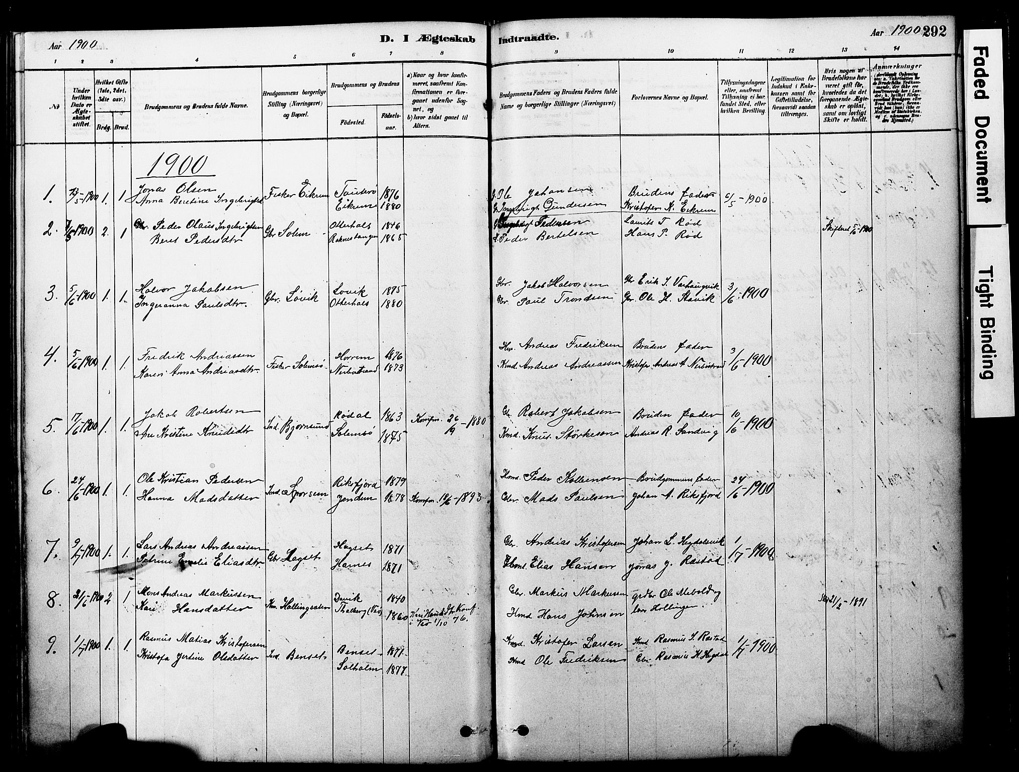 Ministerialprotokoller, klokkerbøker og fødselsregistre - Møre og Romsdal, SAT/A-1454/560/L0721: Parish register (official) no. 560A05, 1878-1917, p. 292