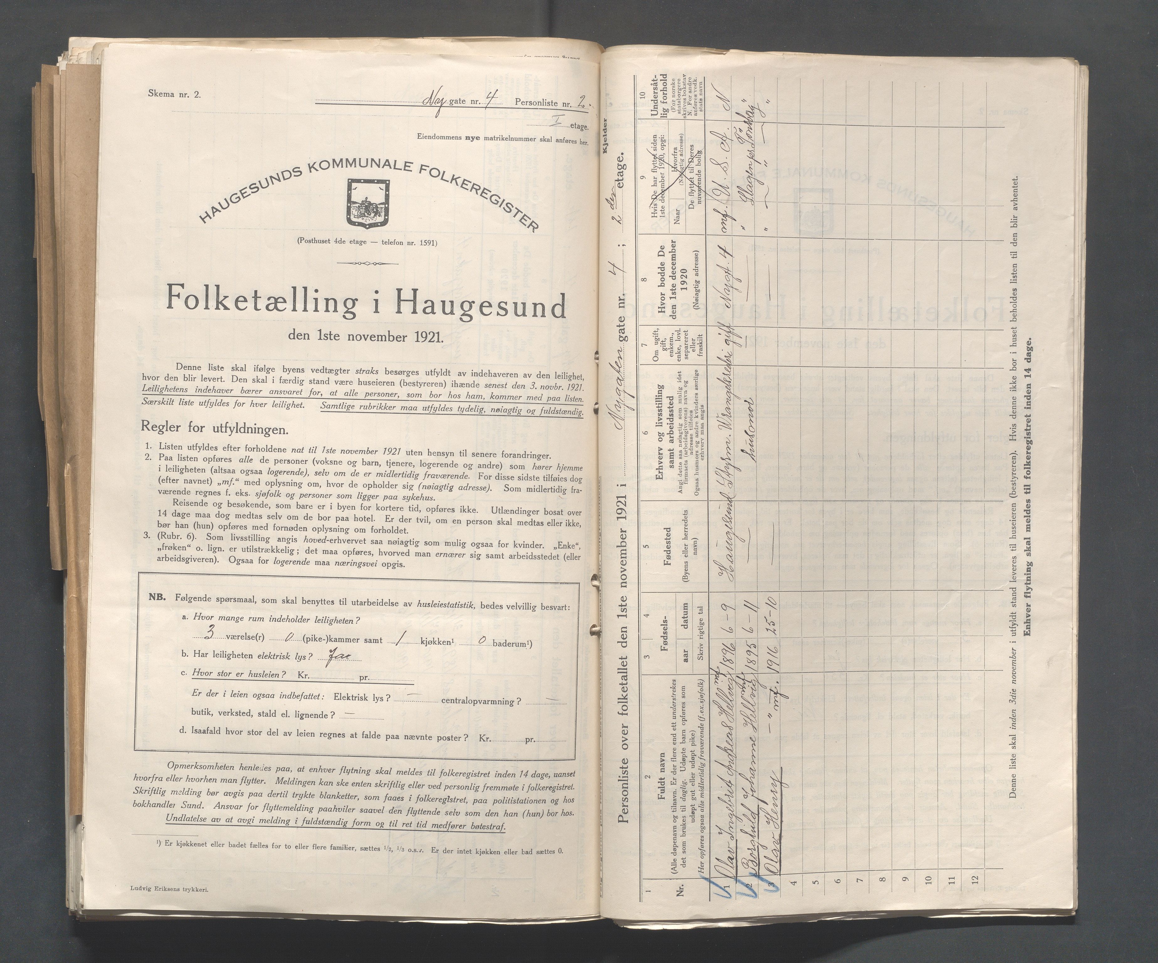 IKAR, Local census 1.11.1921 for Haugesund, 1921, p. 3172