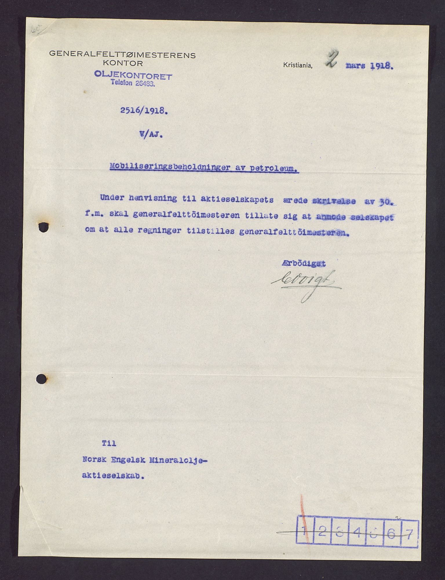 Pa 1521 - A/S Norske Shell, AV/SAST-A-101915/E/Ea/Eaa/L0003: Sjefskorrespondanse, 1918, p. 13