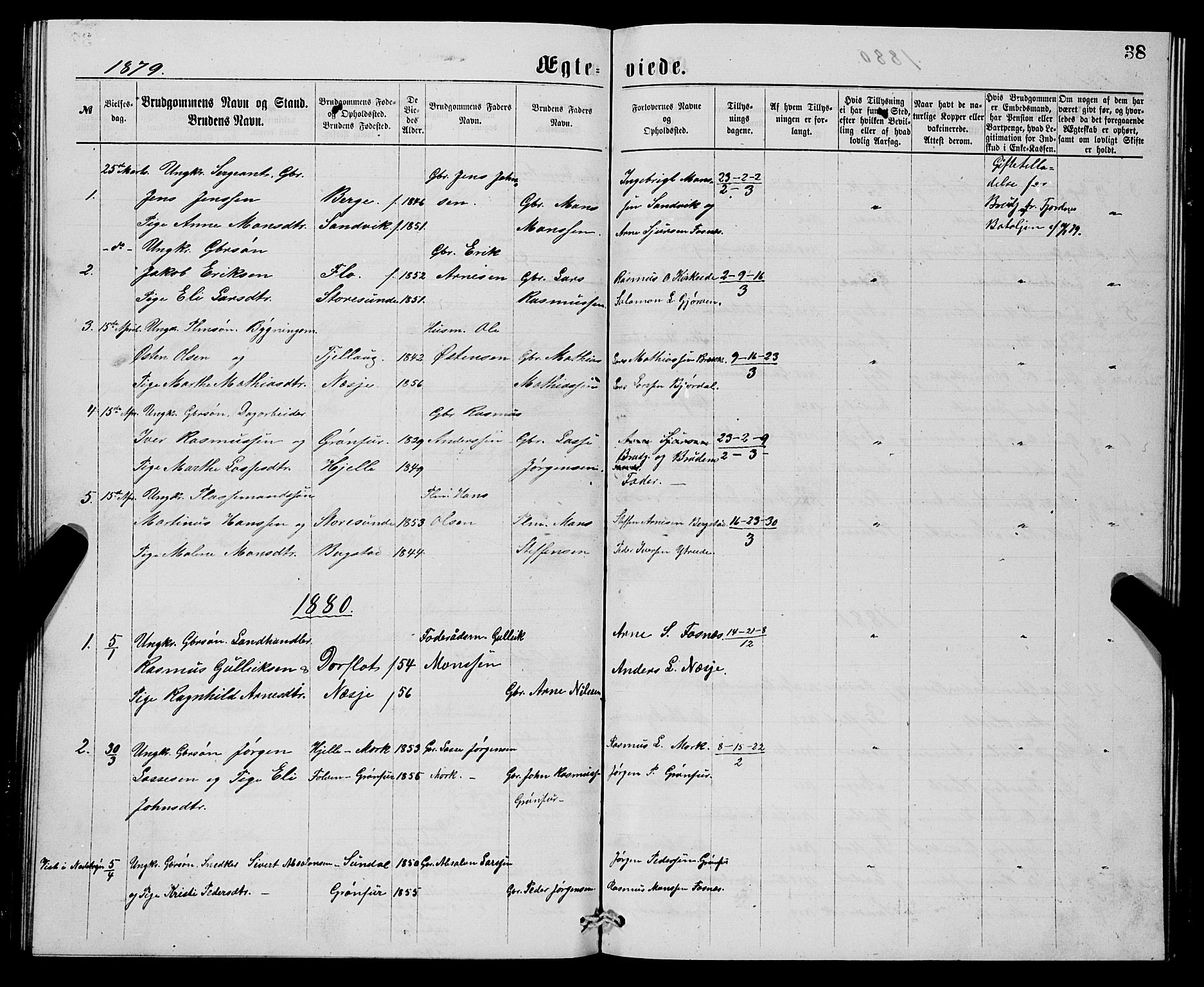 Stryn Sokneprestembete, SAB/A-82501: Parish register (copy) no. C 2, 1877-1881, p. 38