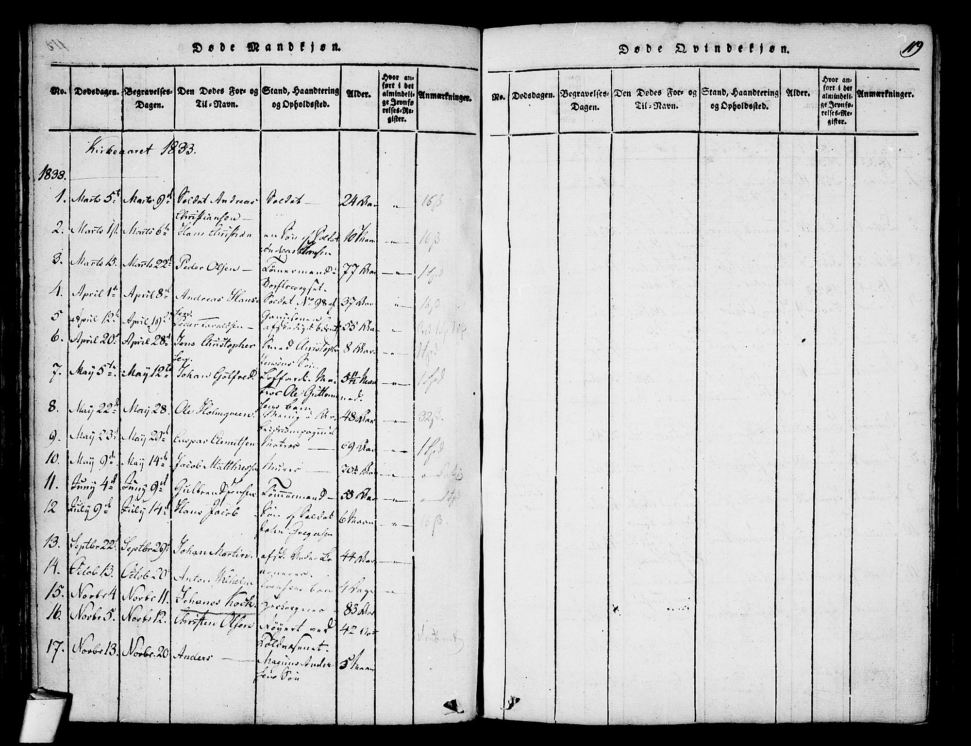 Stavern kirkebøker, SAKO/A-318/F/Fa/L0006: Parish register (official) no. 6, 1816-1839, p. 119