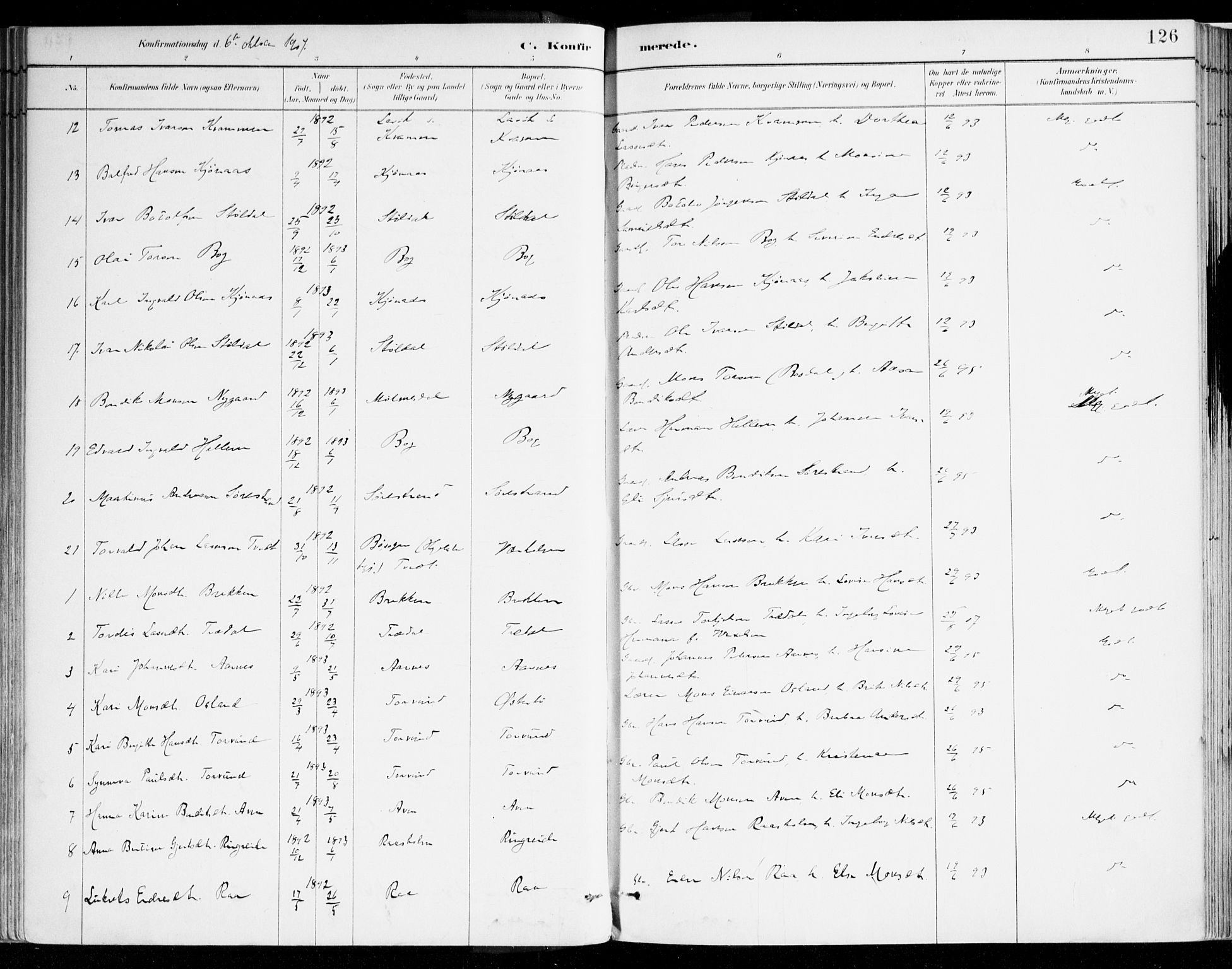 Lavik sokneprestembete, AV/SAB-A-80901: Parish register (official) no. B 1, 1882-1908, p. 126