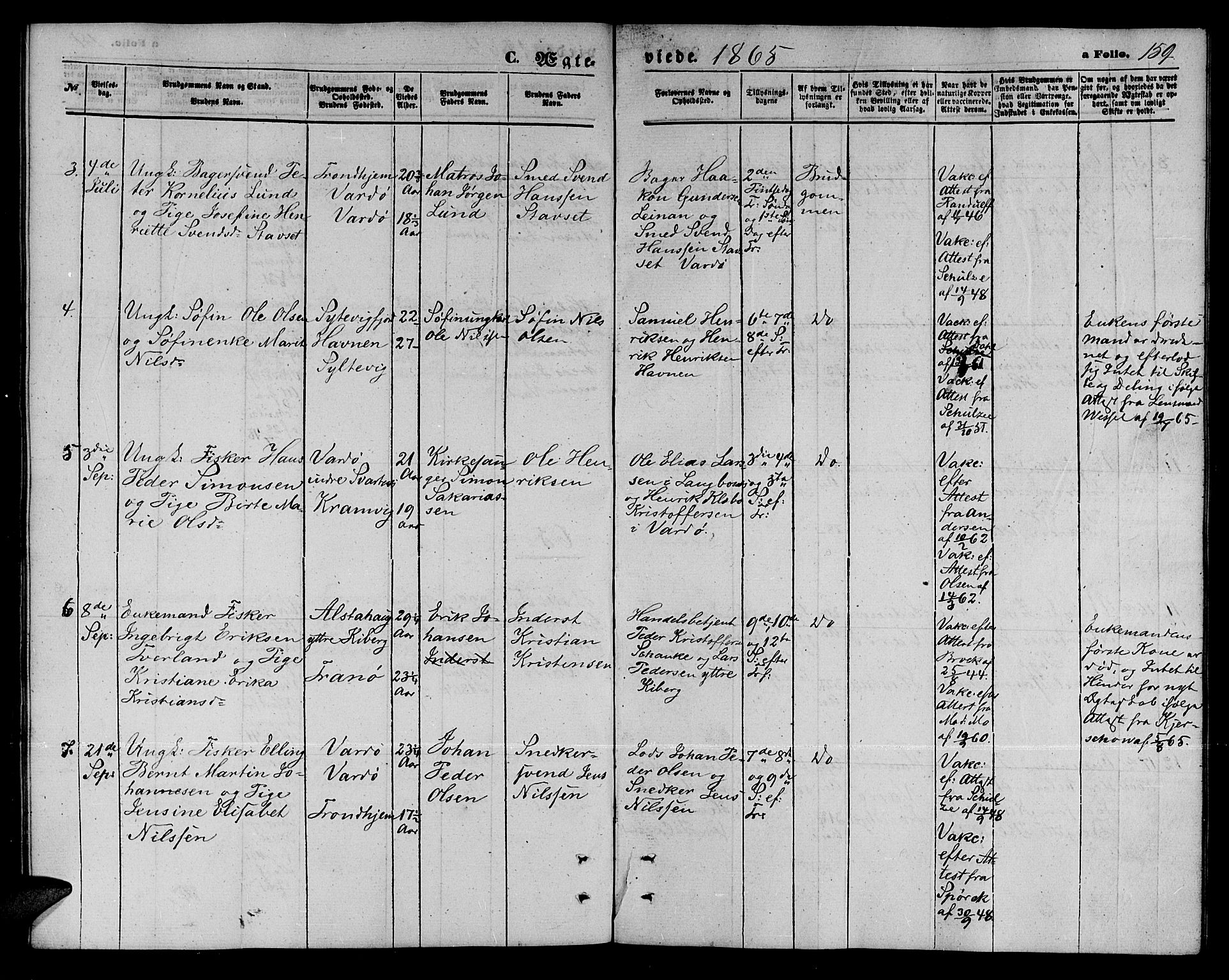 Vardø sokneprestkontor, AV/SATØ-S-1332/H/Hb/L0002klokker: Parish register (copy) no. 2, 1861-1870, p. 159