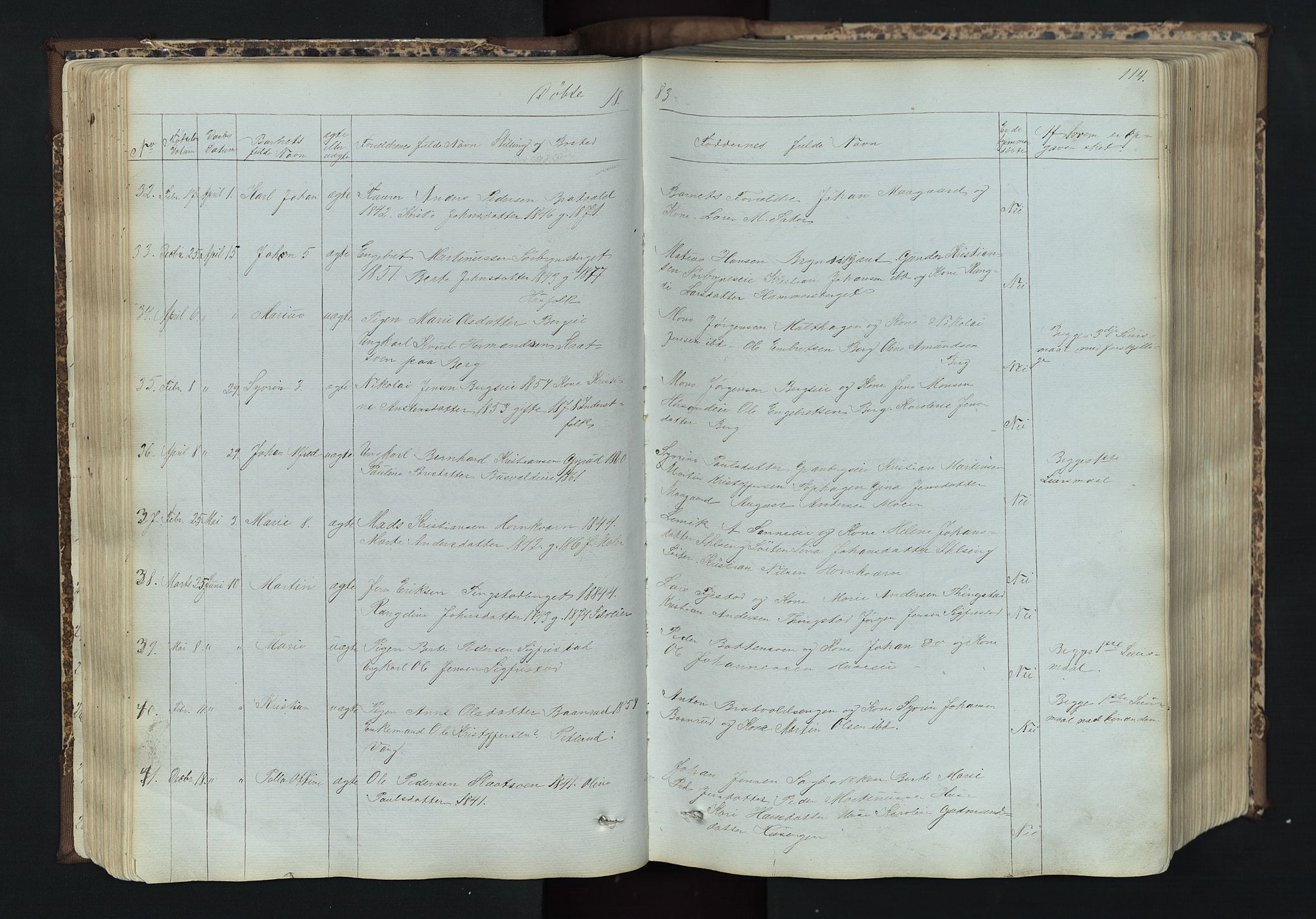 Romedal prestekontor, AV/SAH-PREST-004/L/L0011: Parish register (copy) no. 11, 1867-1895, p. 114