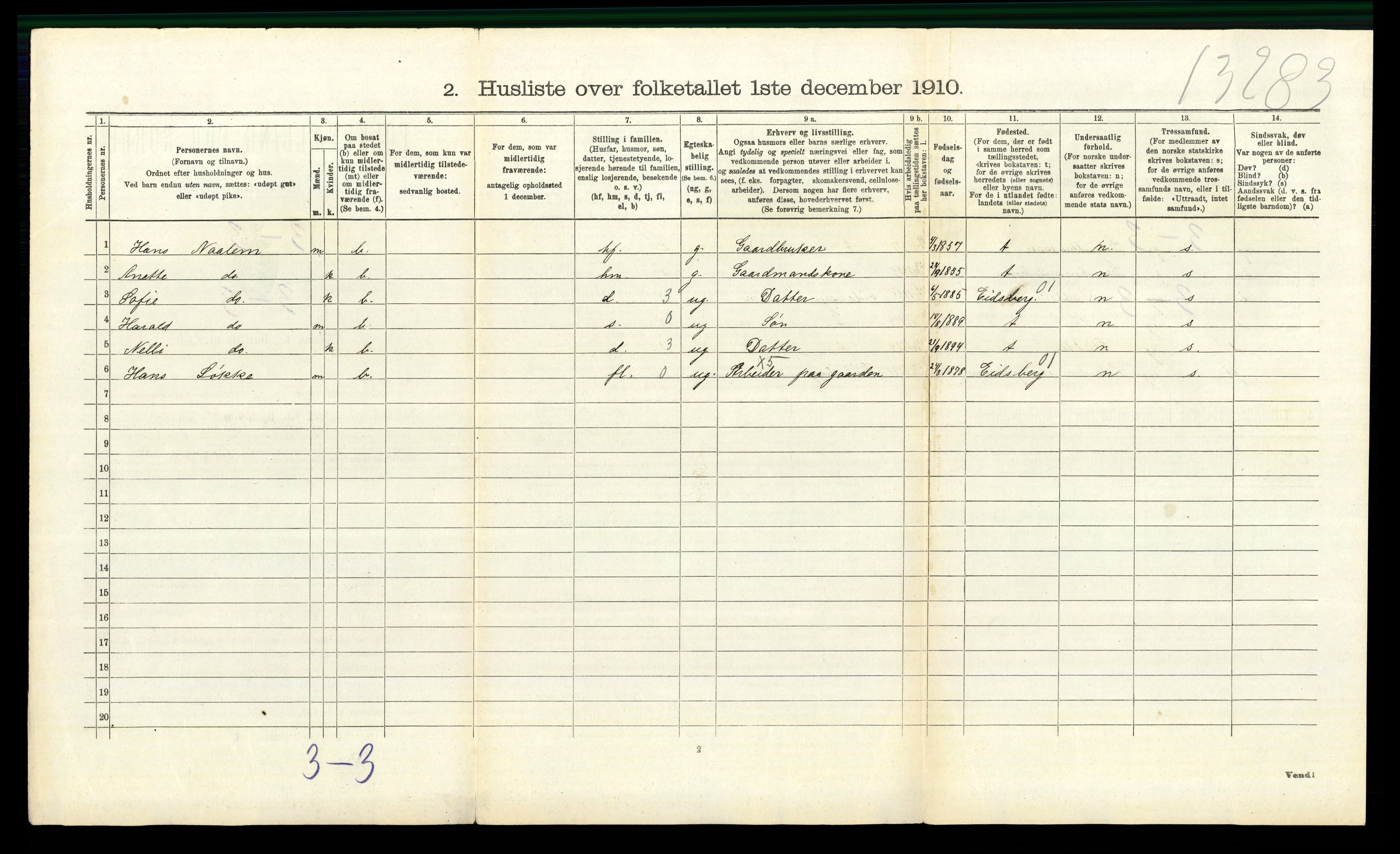 RA, 1910 census for Rakkestad, 1910, p. 382