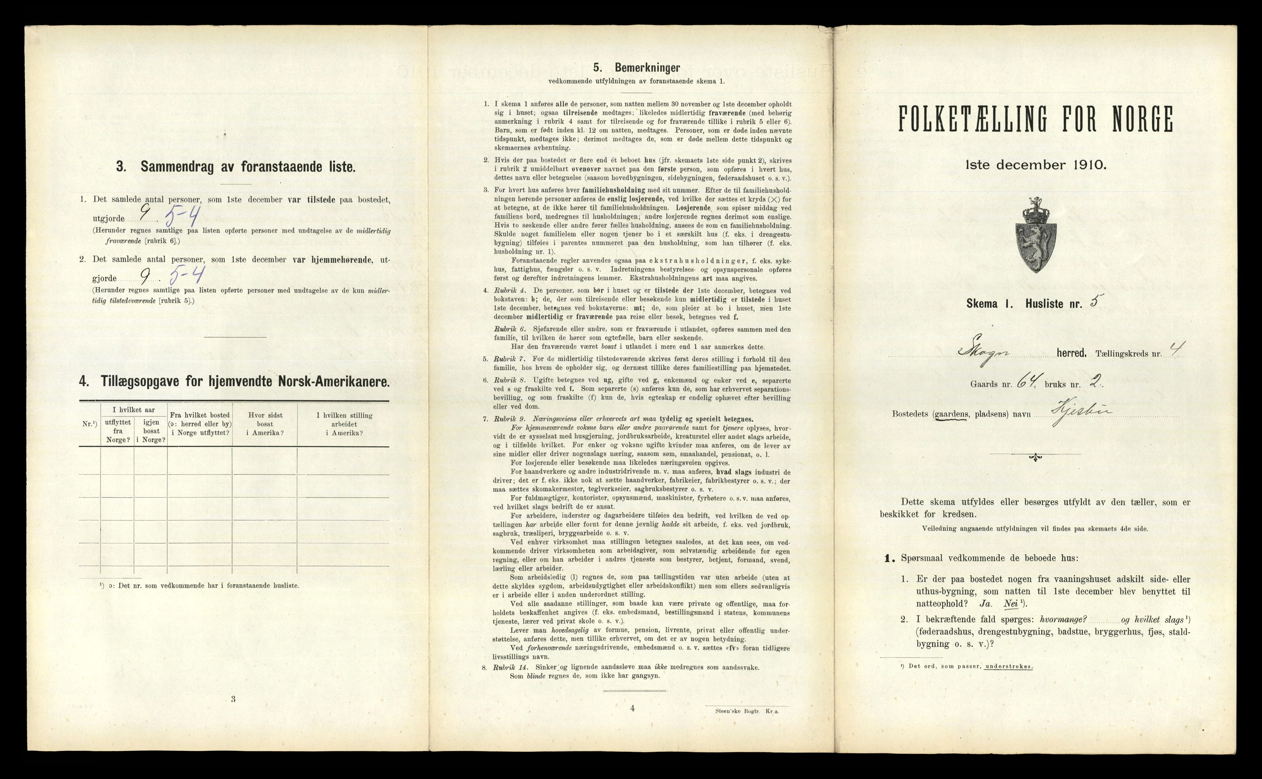 RA, 1910 census for Skogn, 1910, p. 764