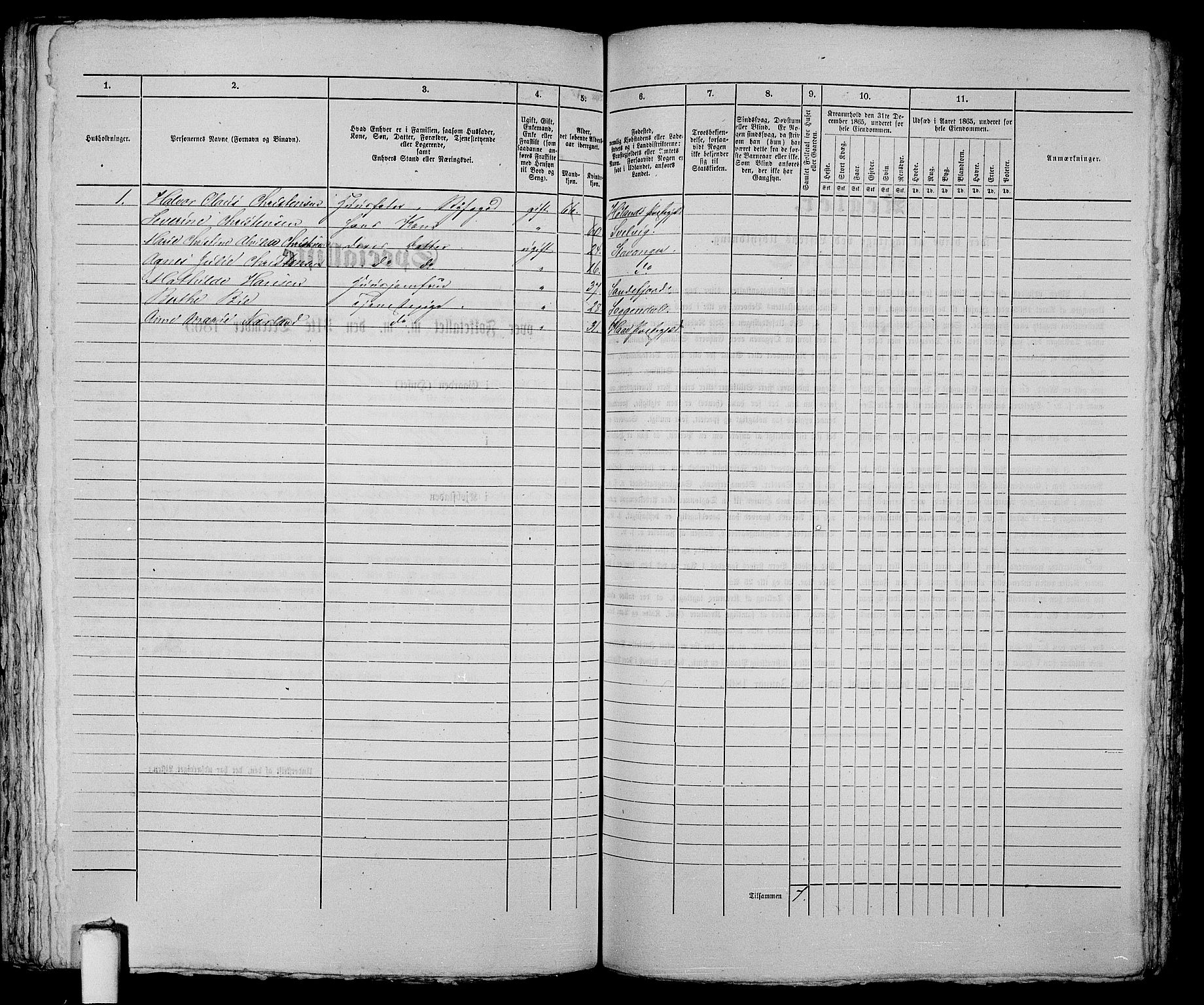 RA, 1865 census for Stavanger, 1865, p. 284