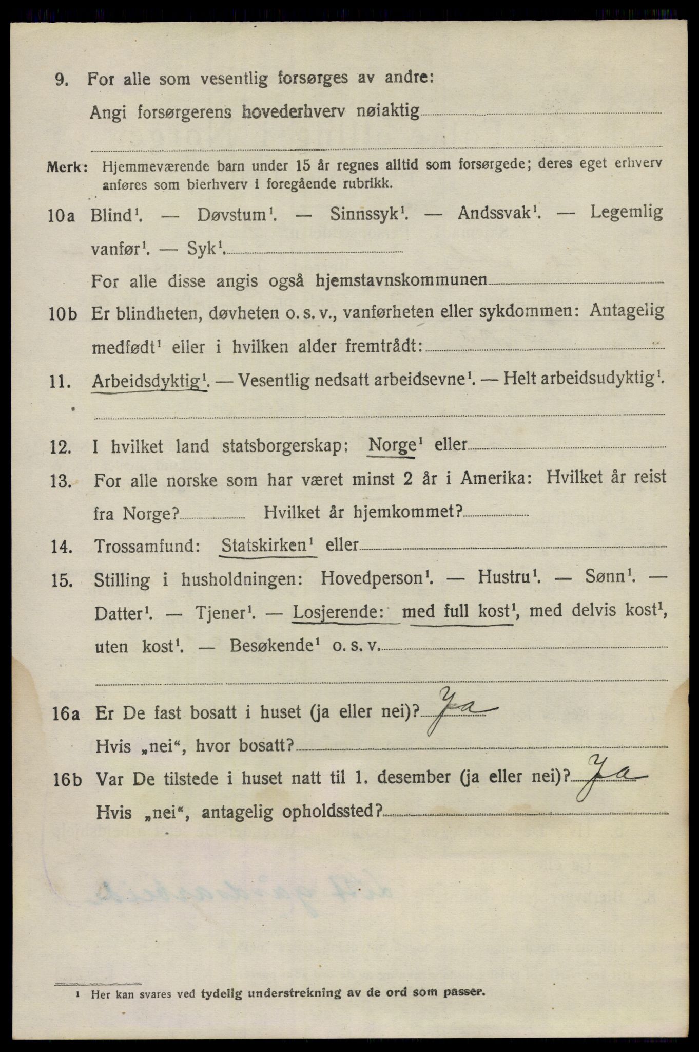 SAO, 1920 census for Nes, 1920, p. 6609