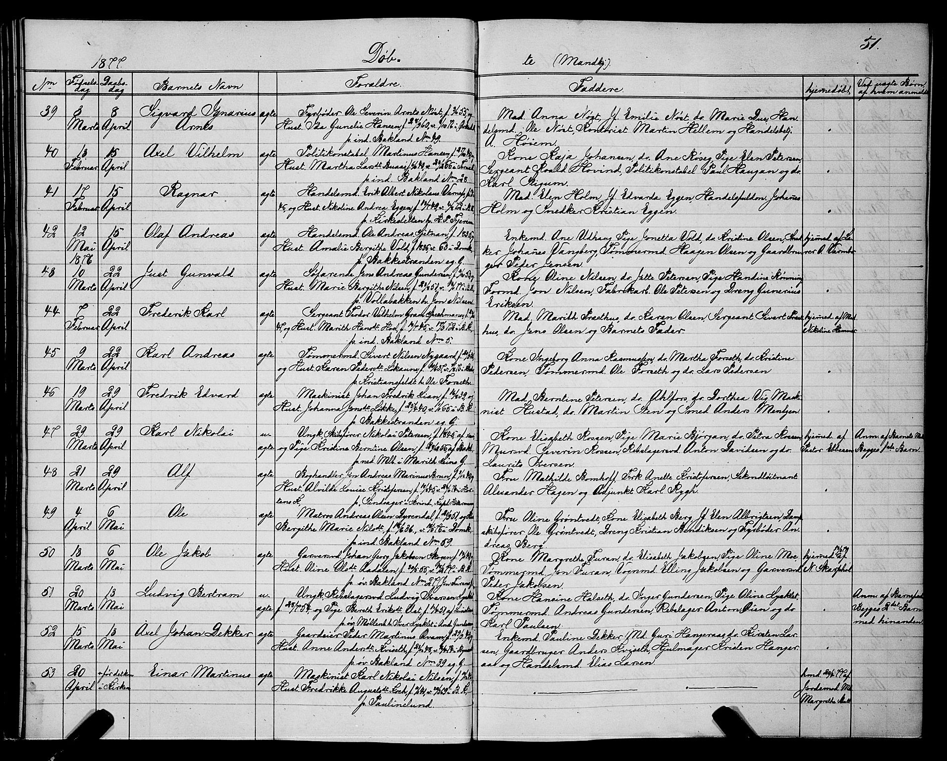 Ministerialprotokoller, klokkerbøker og fødselsregistre - Sør-Trøndelag, AV/SAT-A-1456/604/L0220: Parish register (copy) no. 604C03, 1870-1885, p. 51