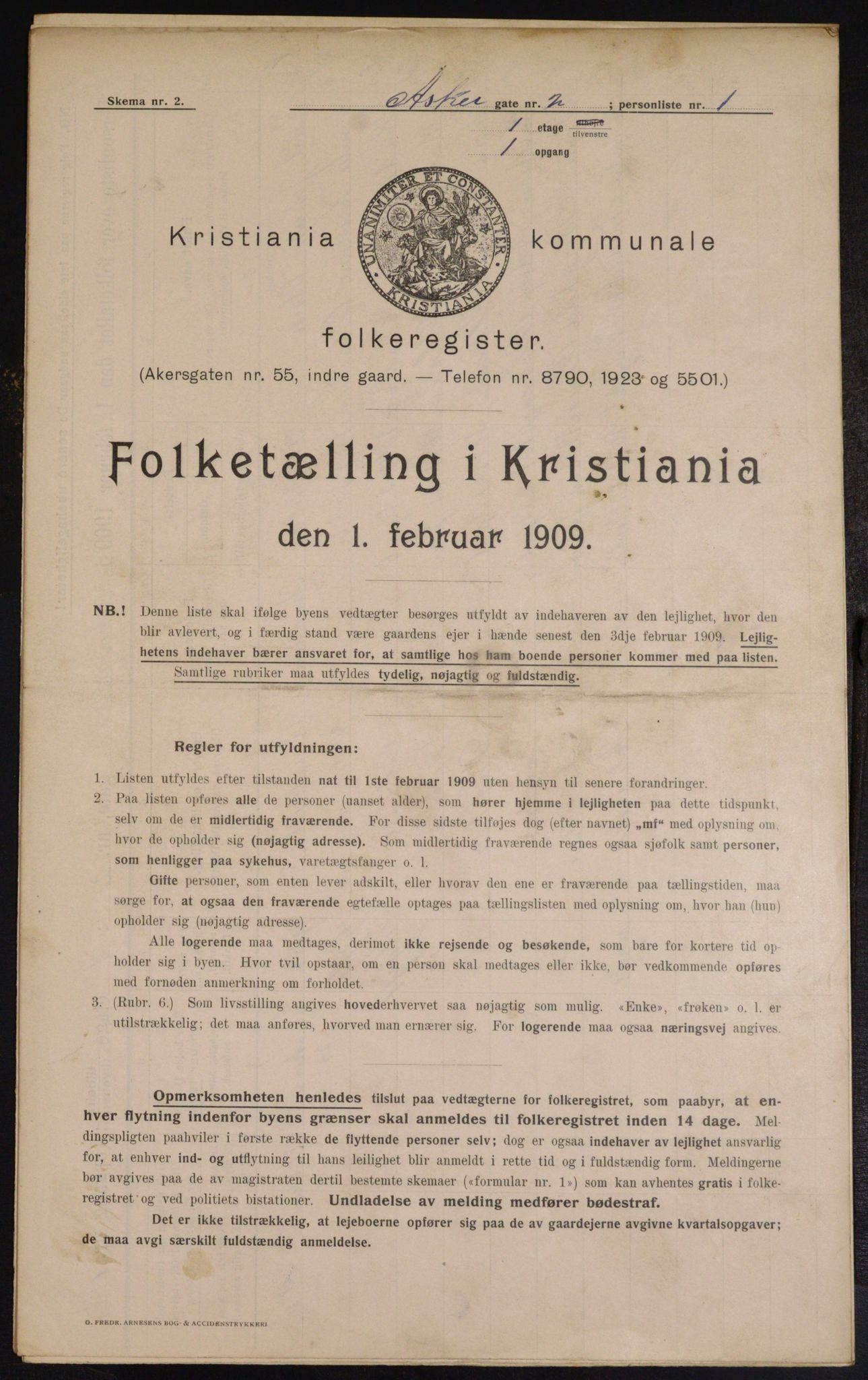 OBA, Municipal Census 1909 for Kristiania, 1909, p. 2349