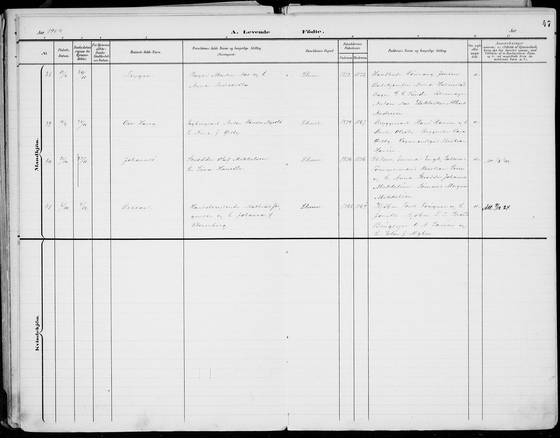 Lillehammer prestekontor, SAH/PREST-088/H/Ha/Haa/L0001: Parish register (official) no. 1, 1901-1916, p. 47