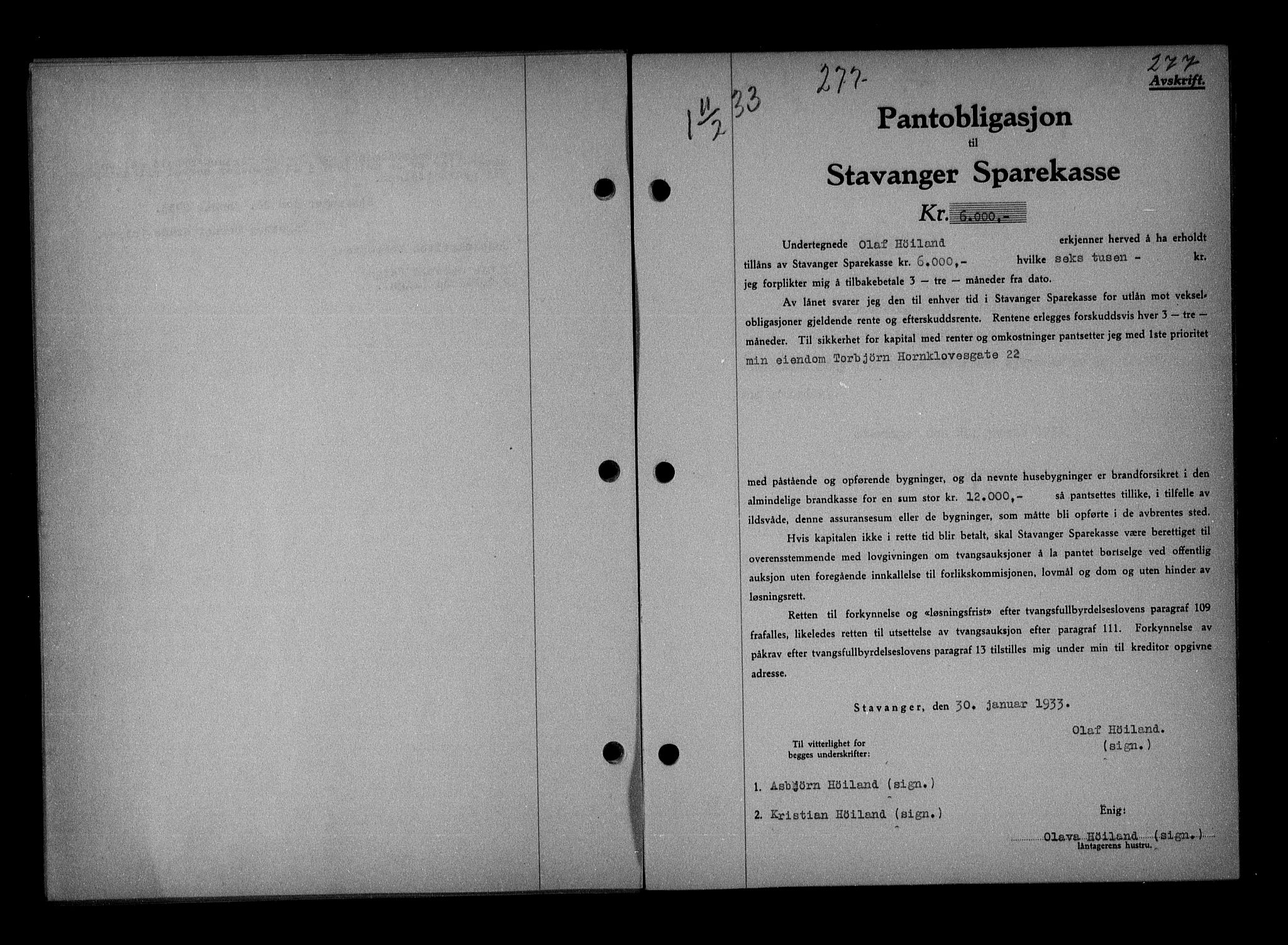 Stavanger byfogd, SAST/A-101408/001/4/41/410/410BB/L0063: Mortgage book no. 53, 1932-1933, Deed date: 11.02.1933