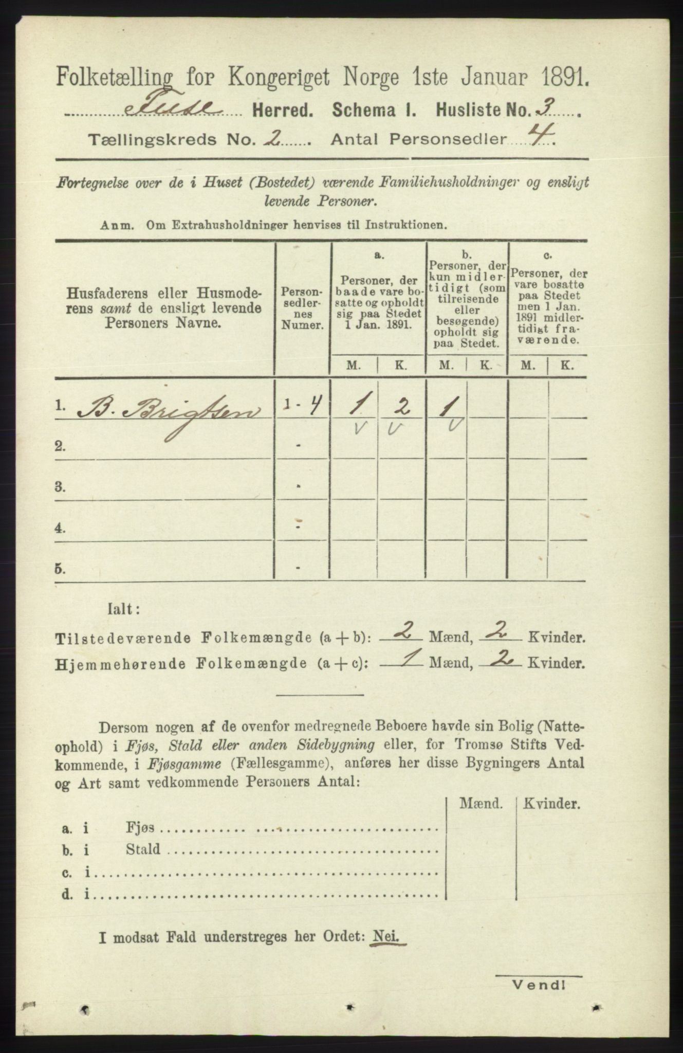 RA, 1891 census for 1241 Fusa, 1891, p. 267