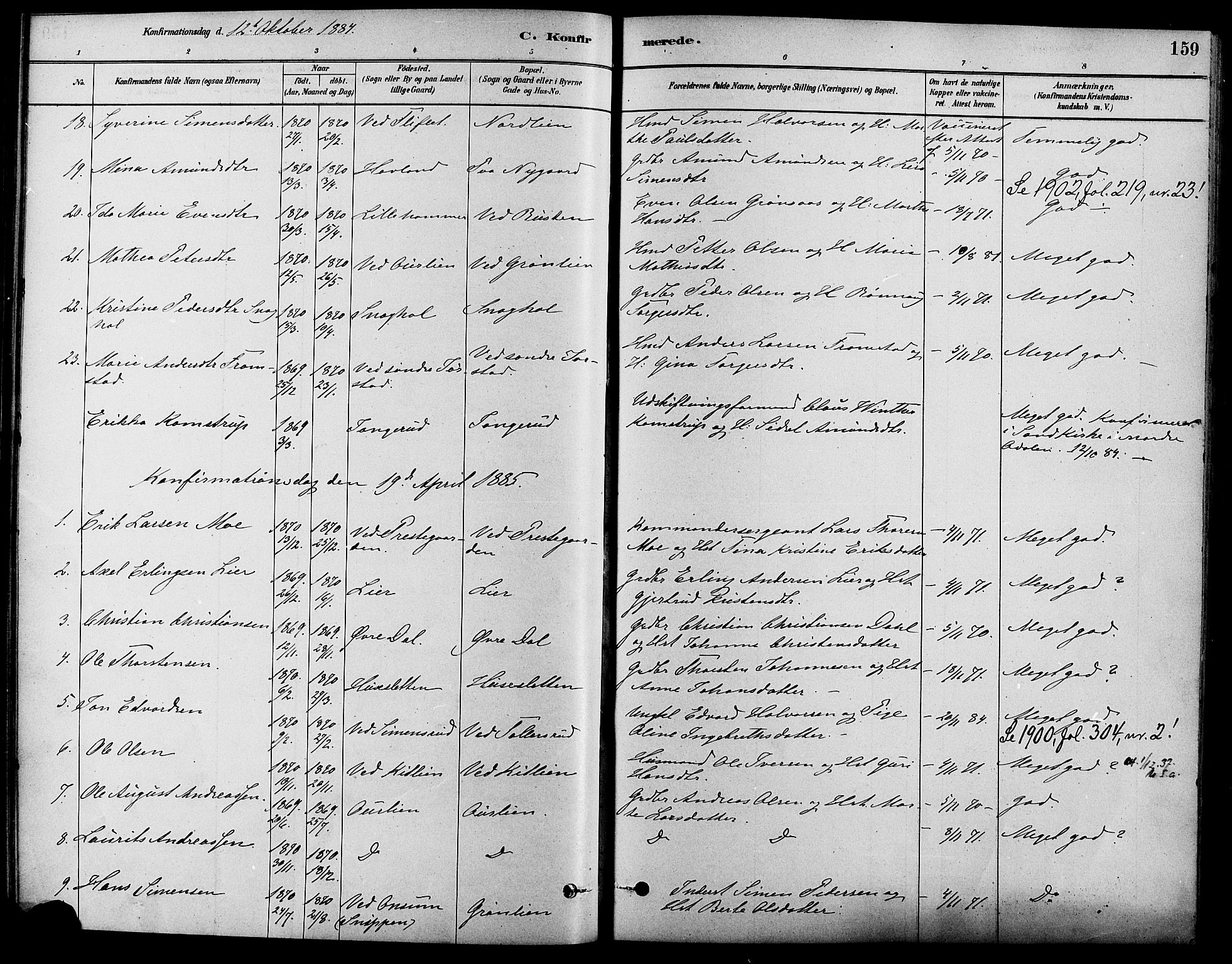 Fåberg prestekontor, SAH/PREST-086/H/Ha/Haa/L0008: Parish register (official) no. 8, 1879-1898, p. 159