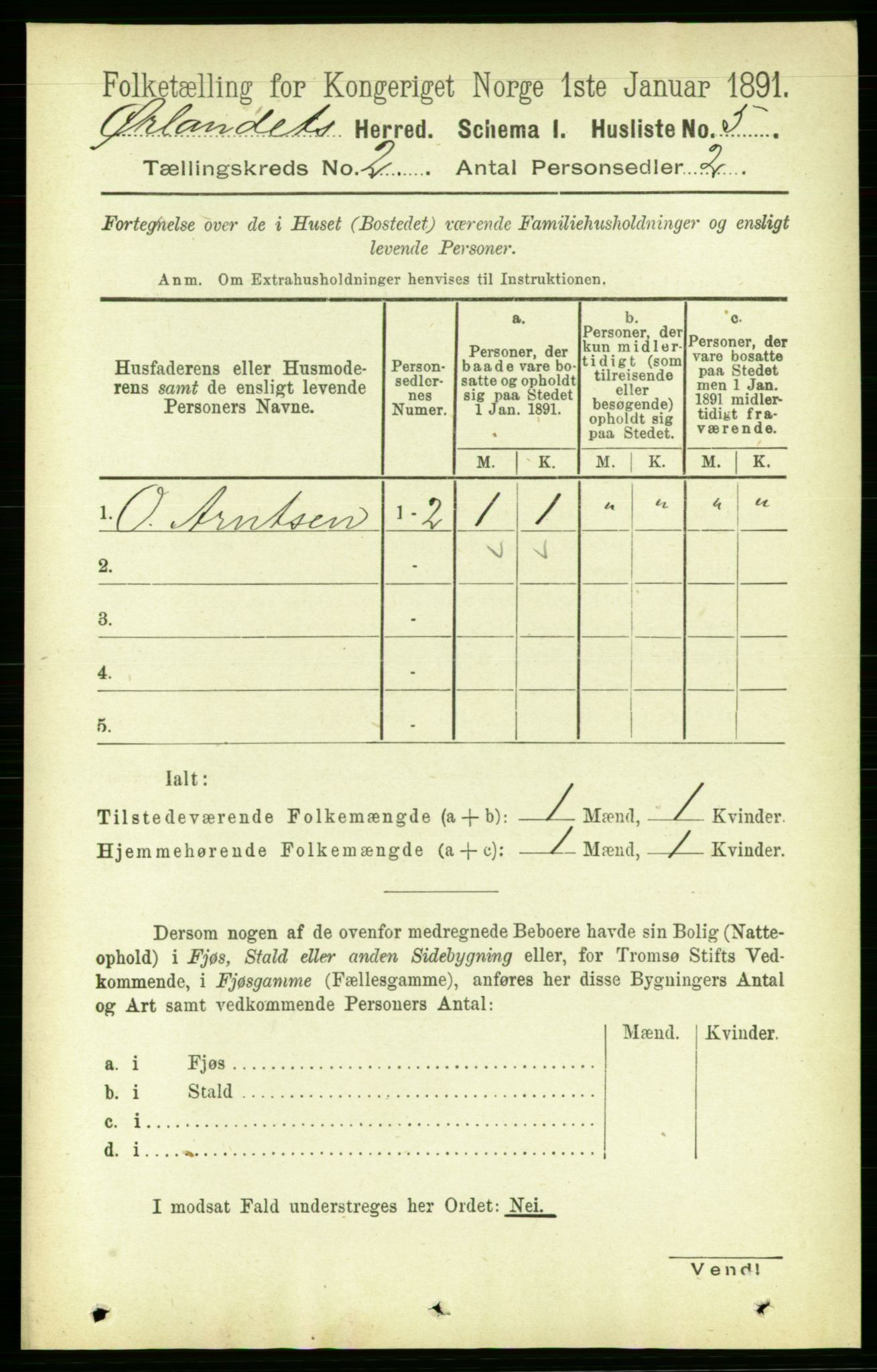 RA, 1891 census for 1621 Ørland, 1891, p. 416