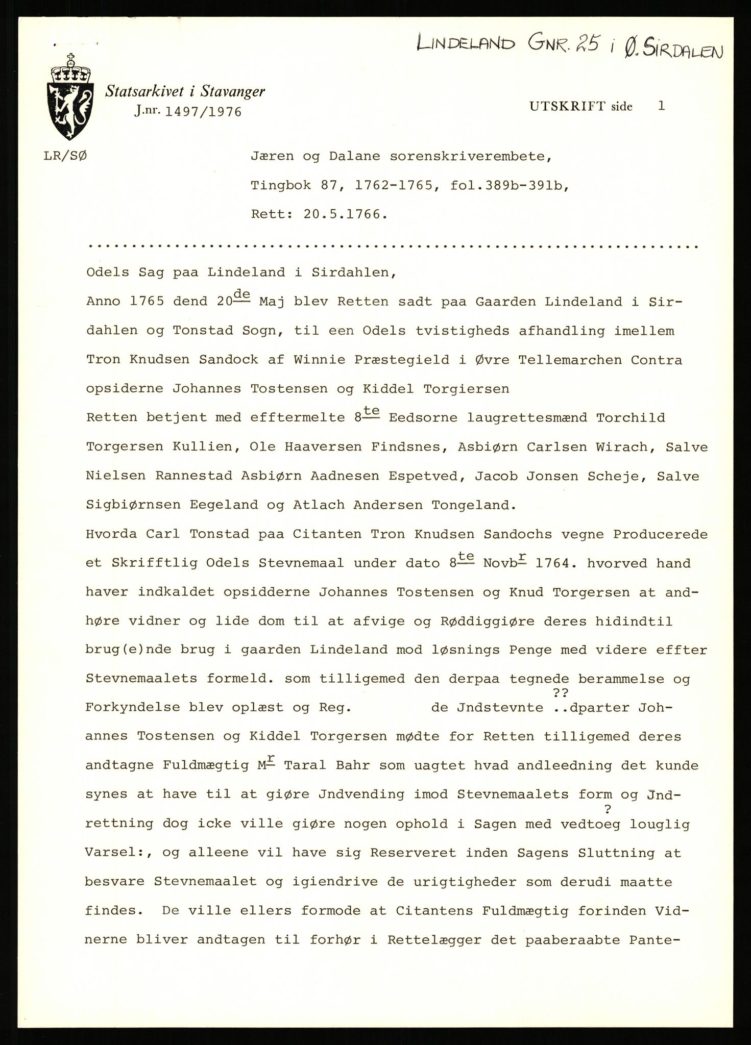Statsarkivet i Stavanger, AV/SAST-A-101971/03/Y/Yj/L0104: Avskrifter sortert etter gårdsnavn: Kvæven - Åmli (Vest-Agder) og Jonsgård (Troms), 1750-1930, p. 29