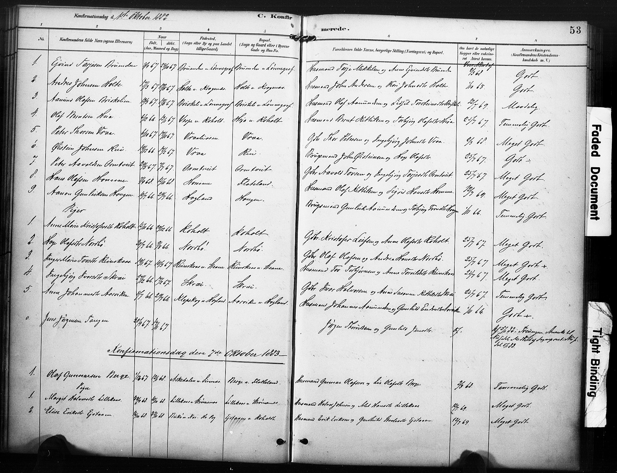 Kviteseid kirkebøker, SAKO/A-276/F/Fc/L0002: Parish register (official) no. III 2, 1882-1908, p. 53