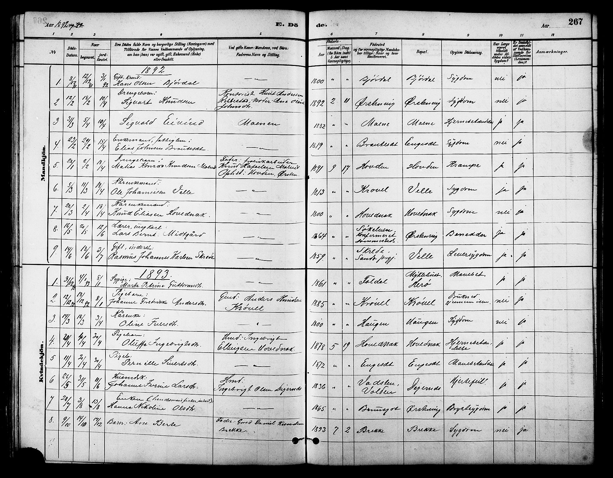 Ministerialprotokoller, klokkerbøker og fødselsregistre - Møre og Romsdal, AV/SAT-A-1454/513/L0189: Parish register (copy) no. 513C03, 1883-1904, p. 267